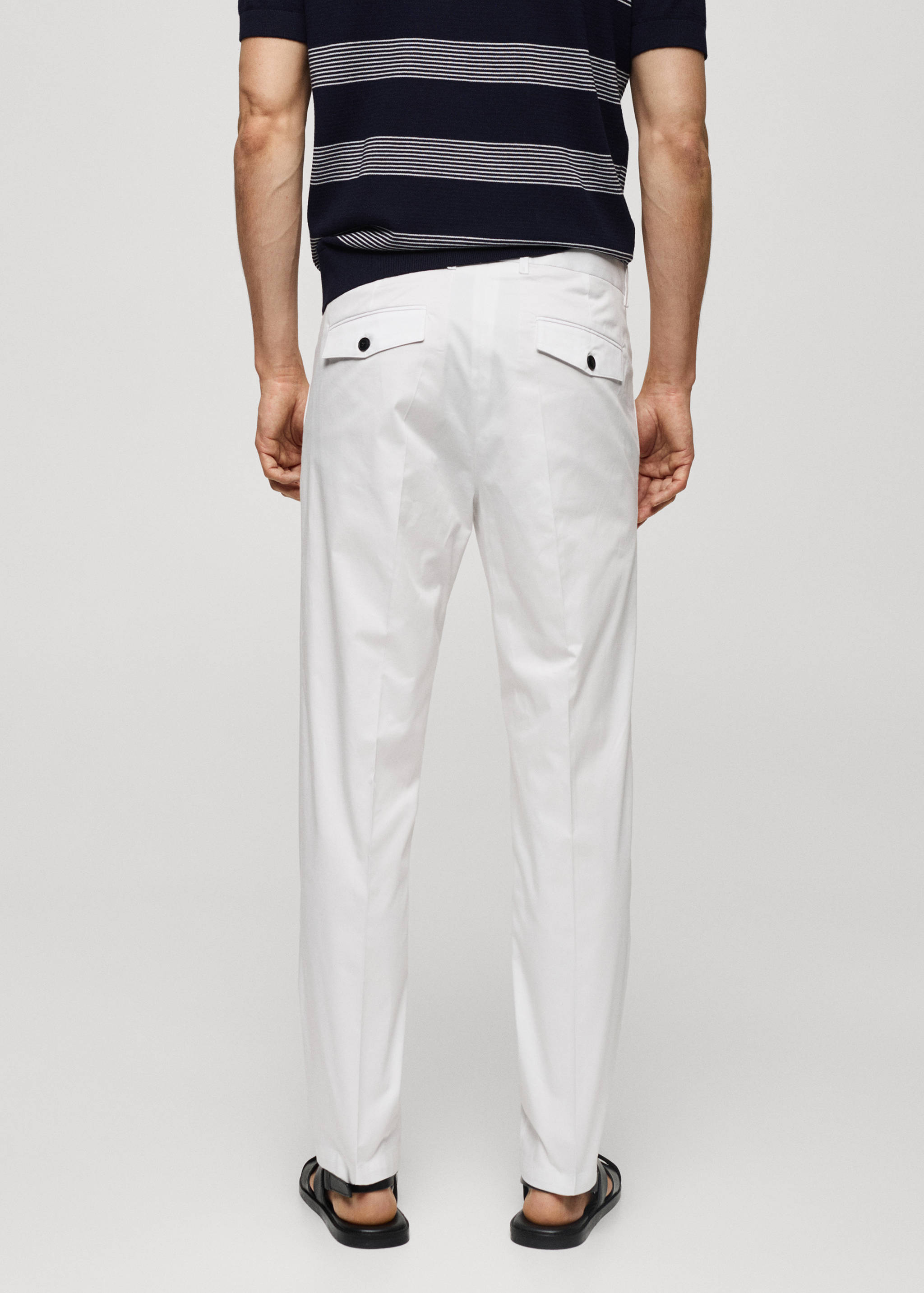 Regular fit structure cotton trousers - Reverse of the article