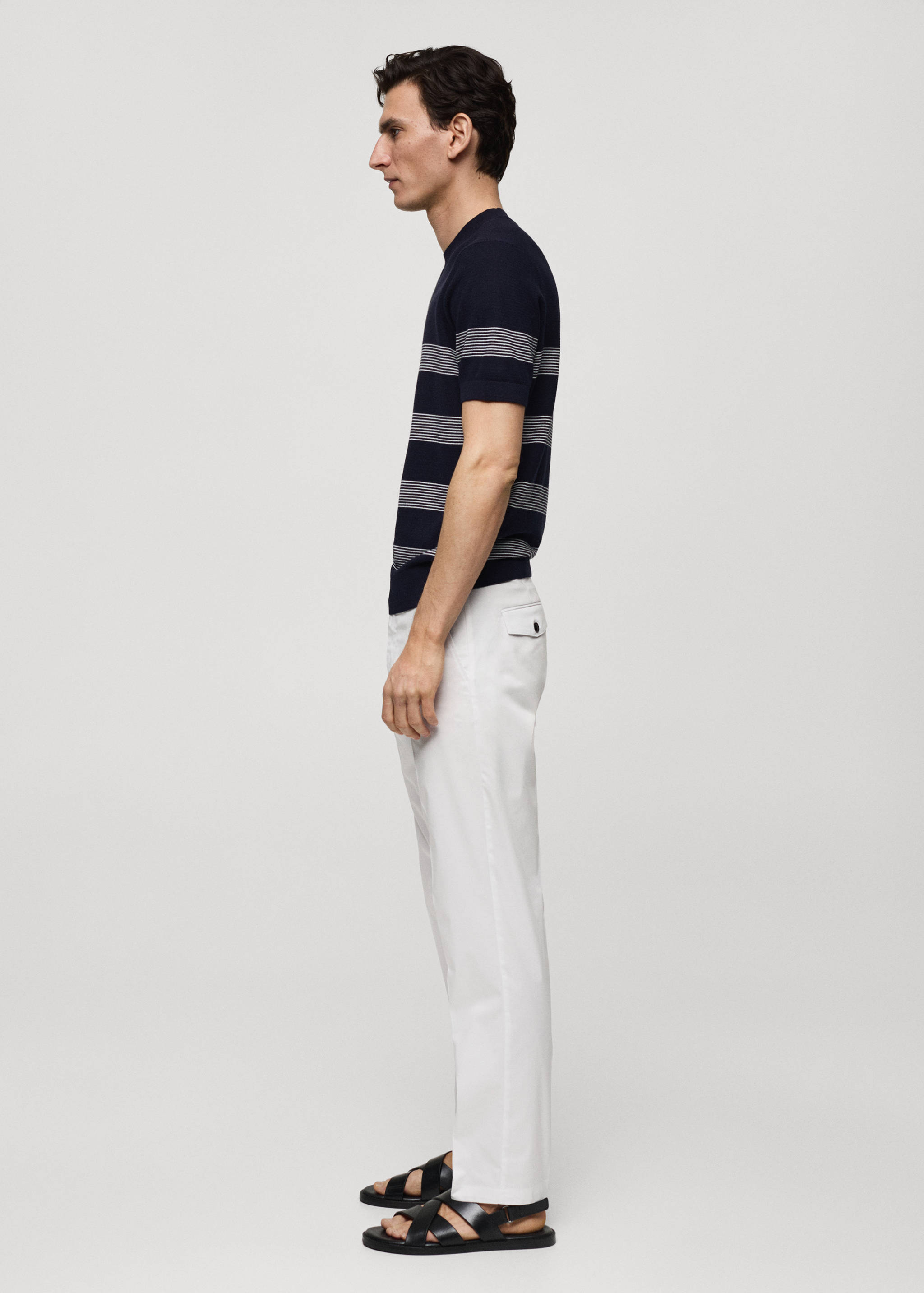 Regular fit structure cotton trousers - Details of the article 2