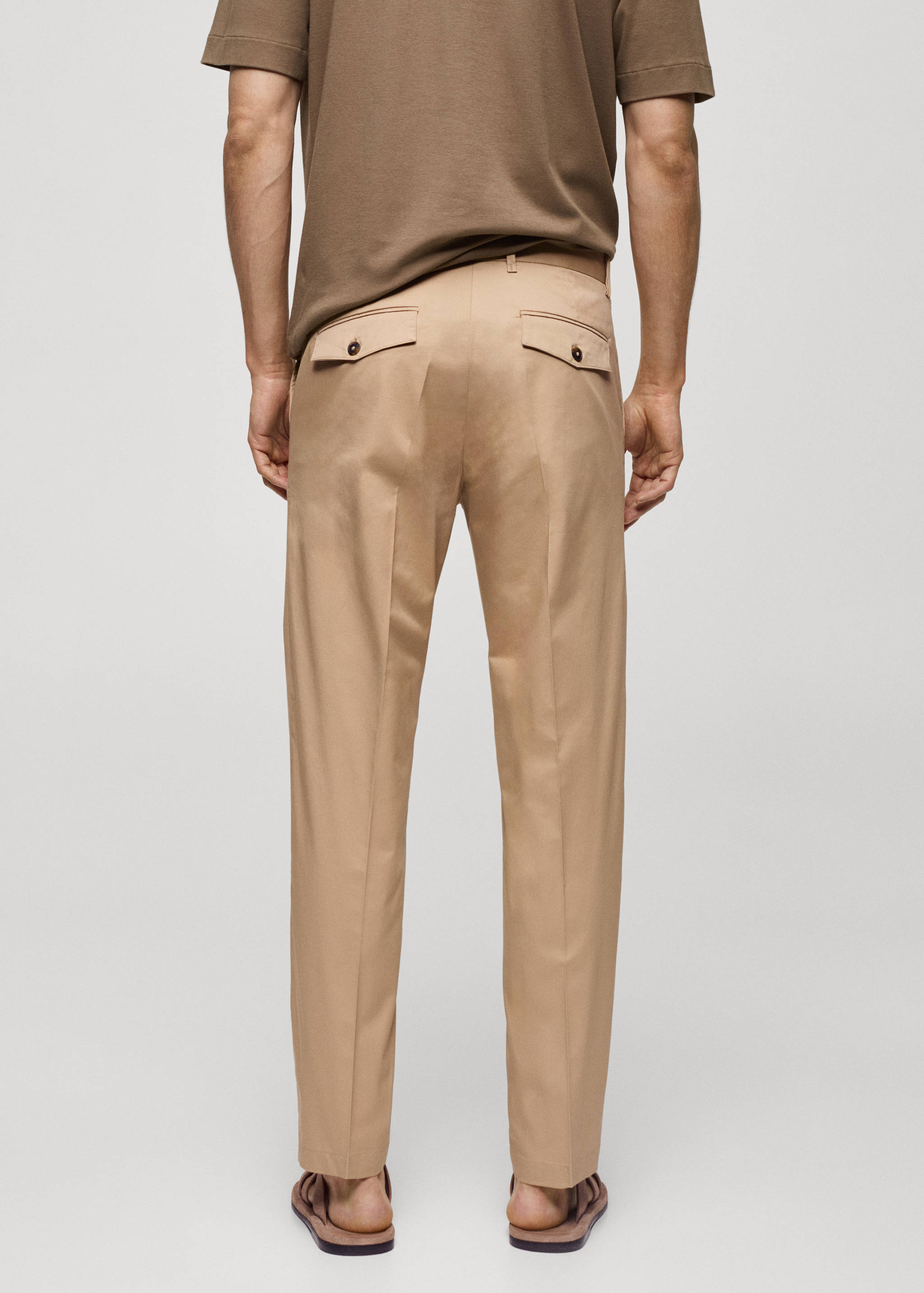 Regular fit structure cotton trousers - Reverse of the article