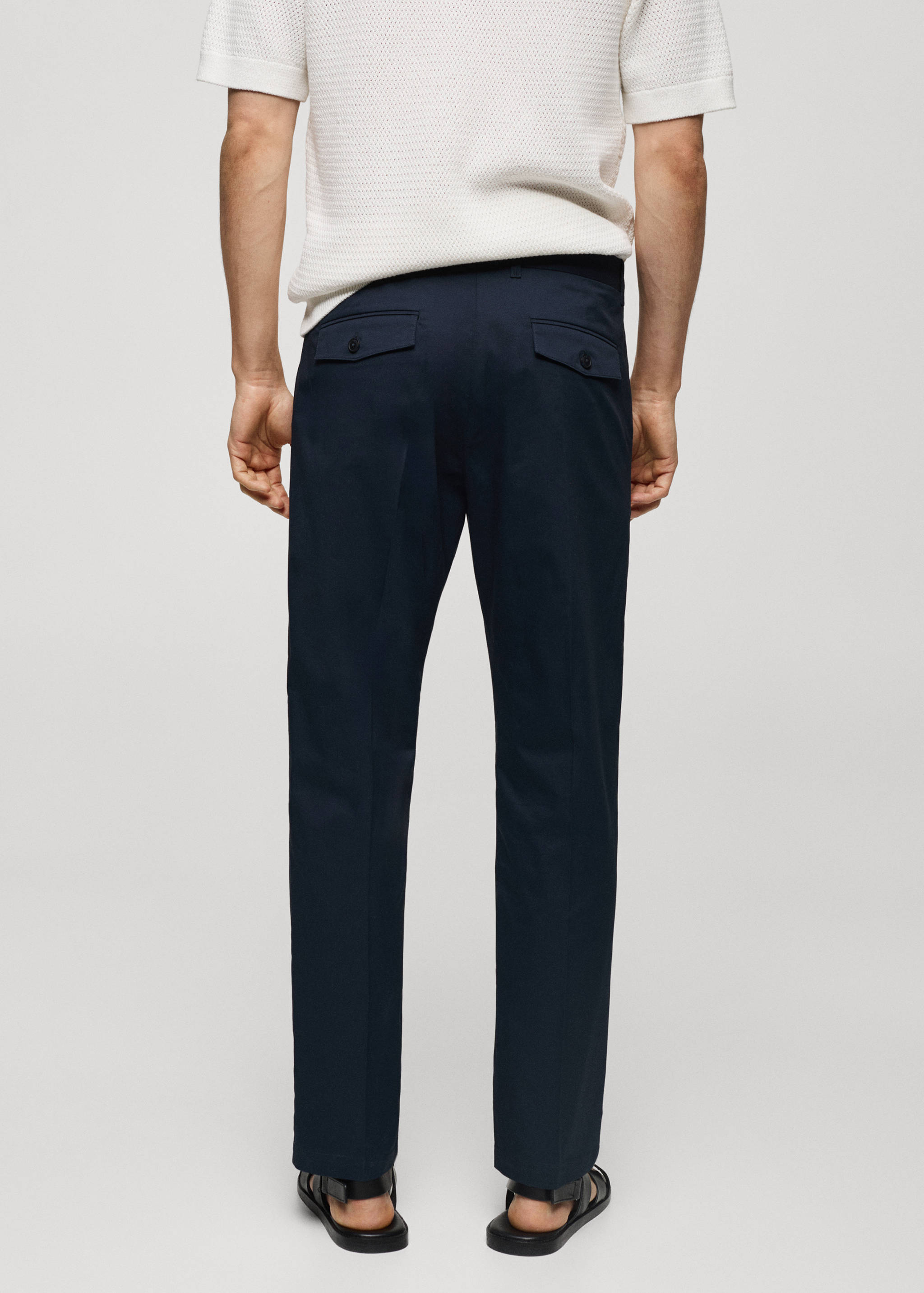 Regular fit structure cotton trousers - Reverse of the article