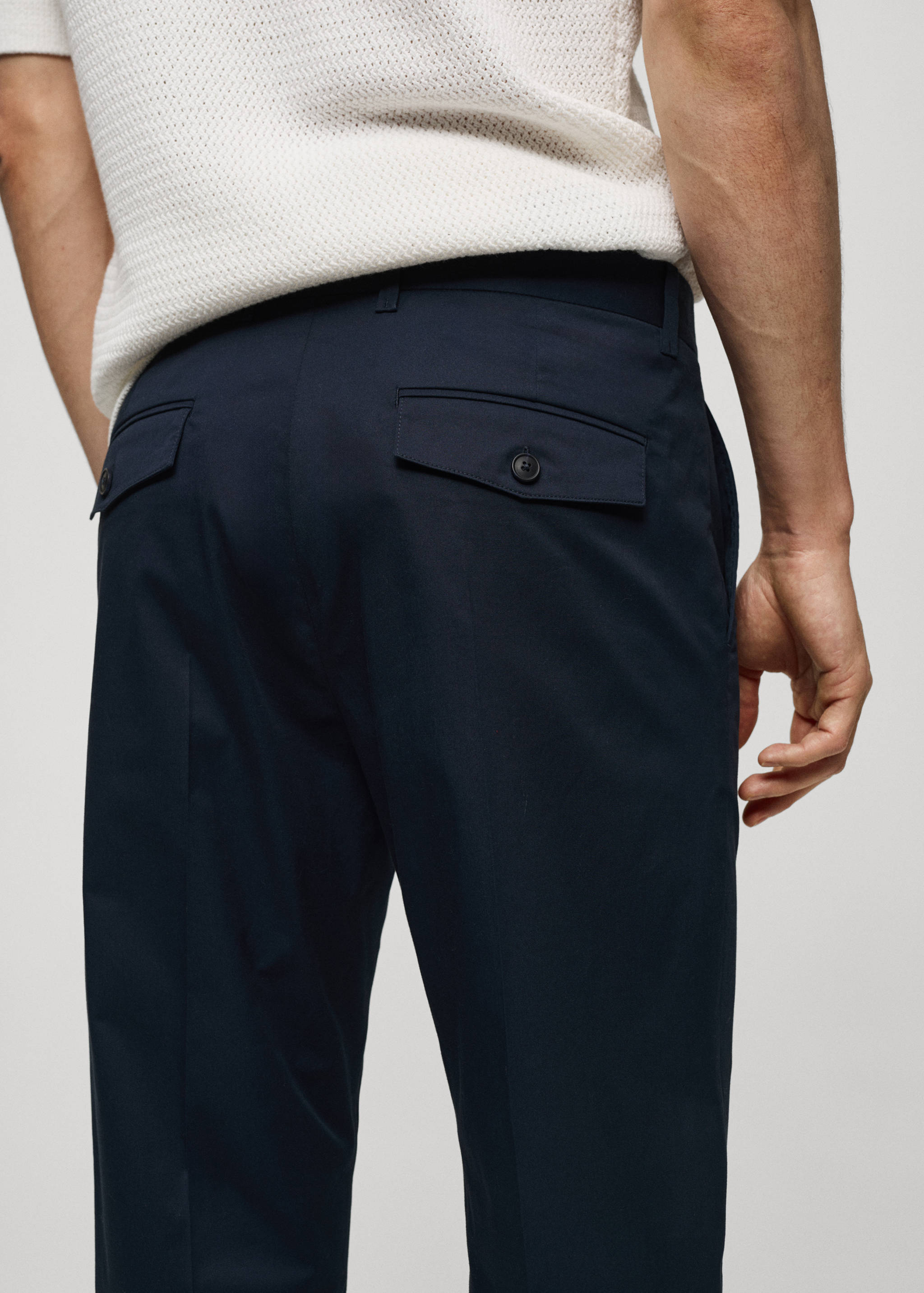 Regular fit structure cotton trousers - Details of the article 6