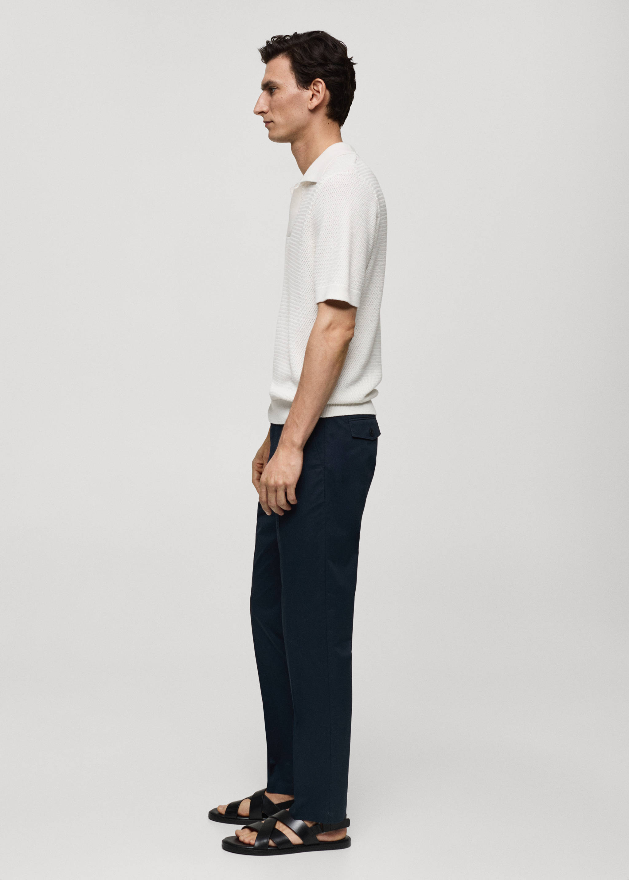 Regular fit structure cotton trousers - Details of the article 2