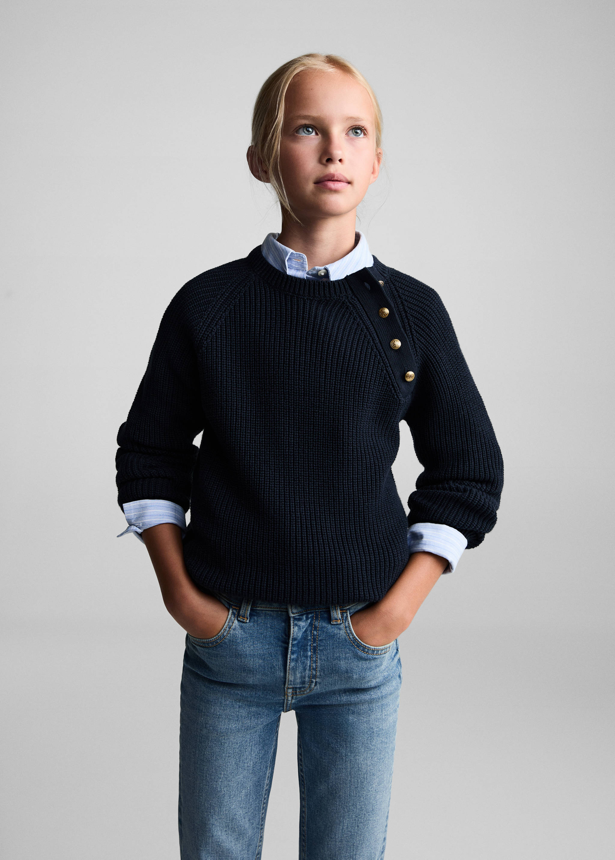 Flared jeans with opening - Medium plane