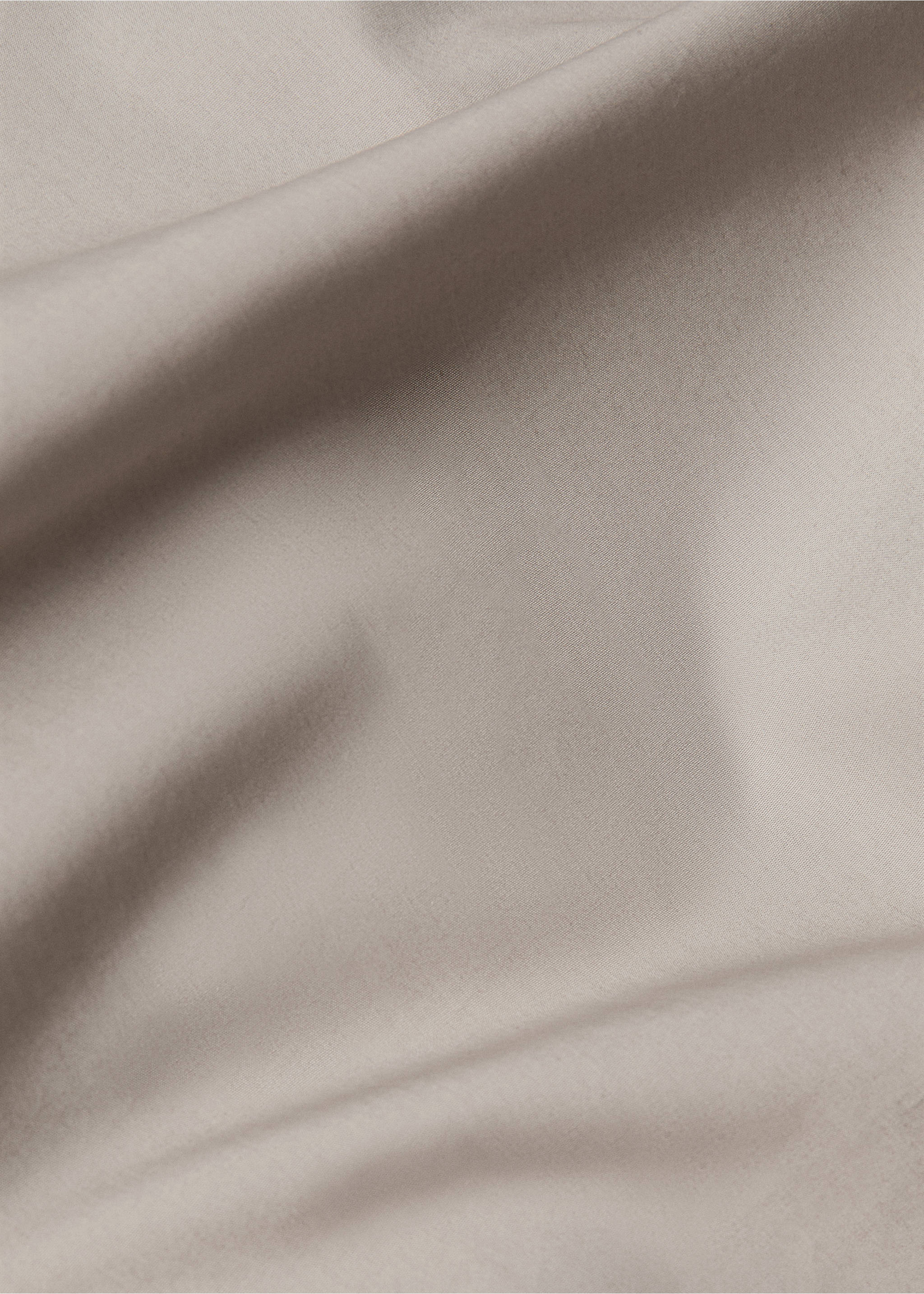 Percale cotton fitted sheet 300 threads for king bed - Details of the article 2, Medium Grey. Ref: 77001032-00.