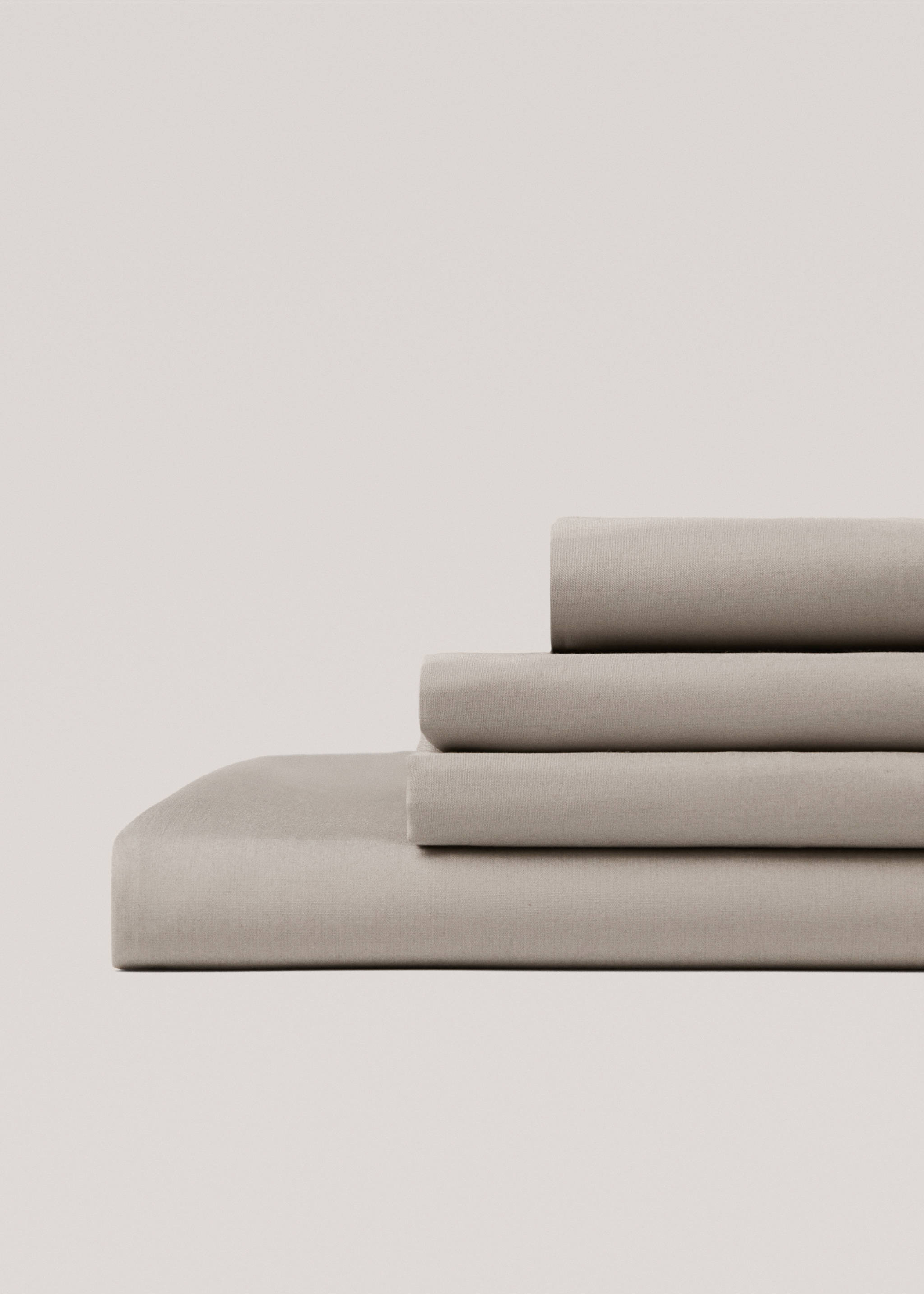 Percale cotton fitted sheet 300 threads for king bed - Details of the article 3, Medium Grey. Ref: 77001032-00.