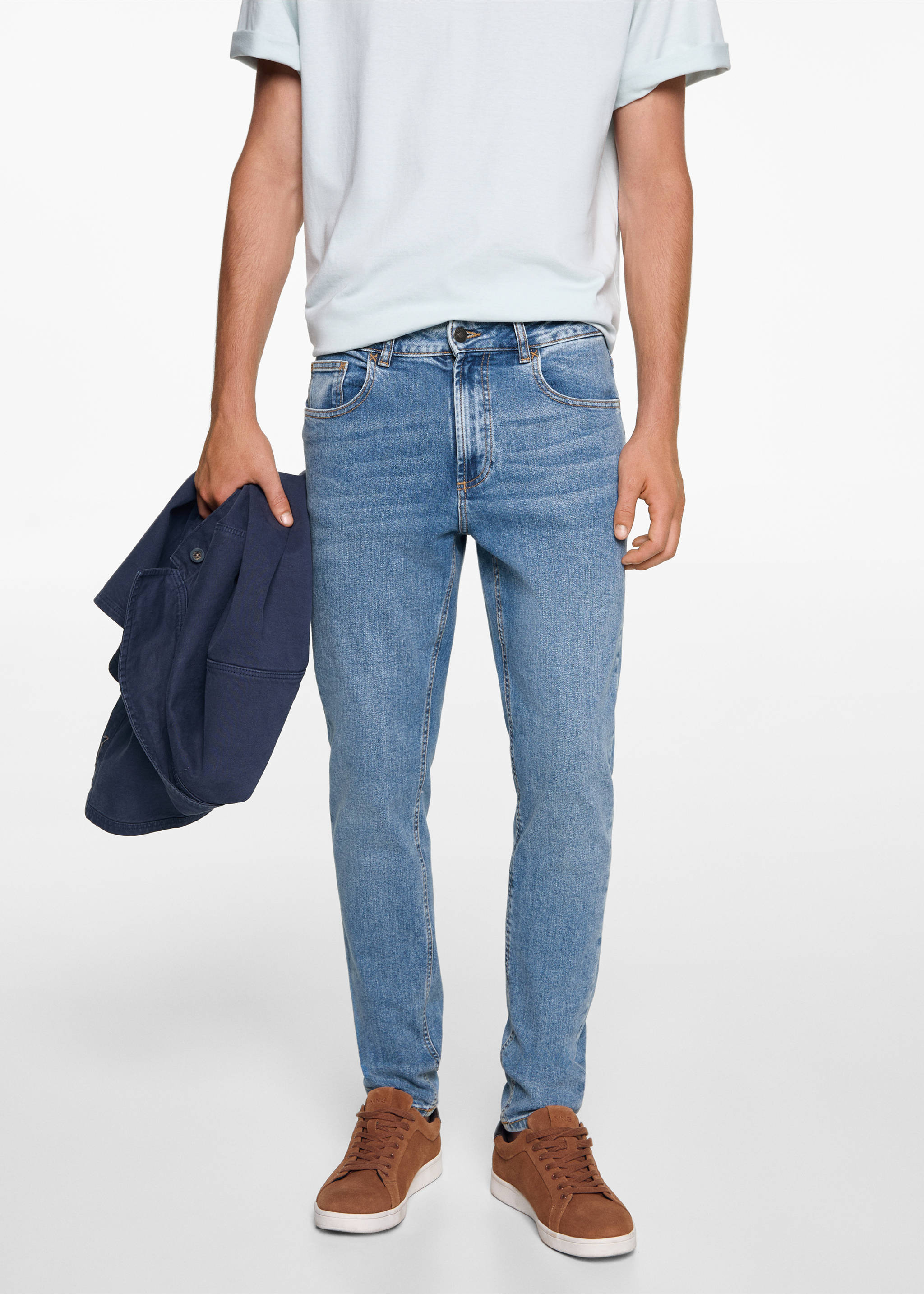 Slim Fit-Jeans - Detail des Artikels 6, Mittelblau. Ref: 77001514-00.