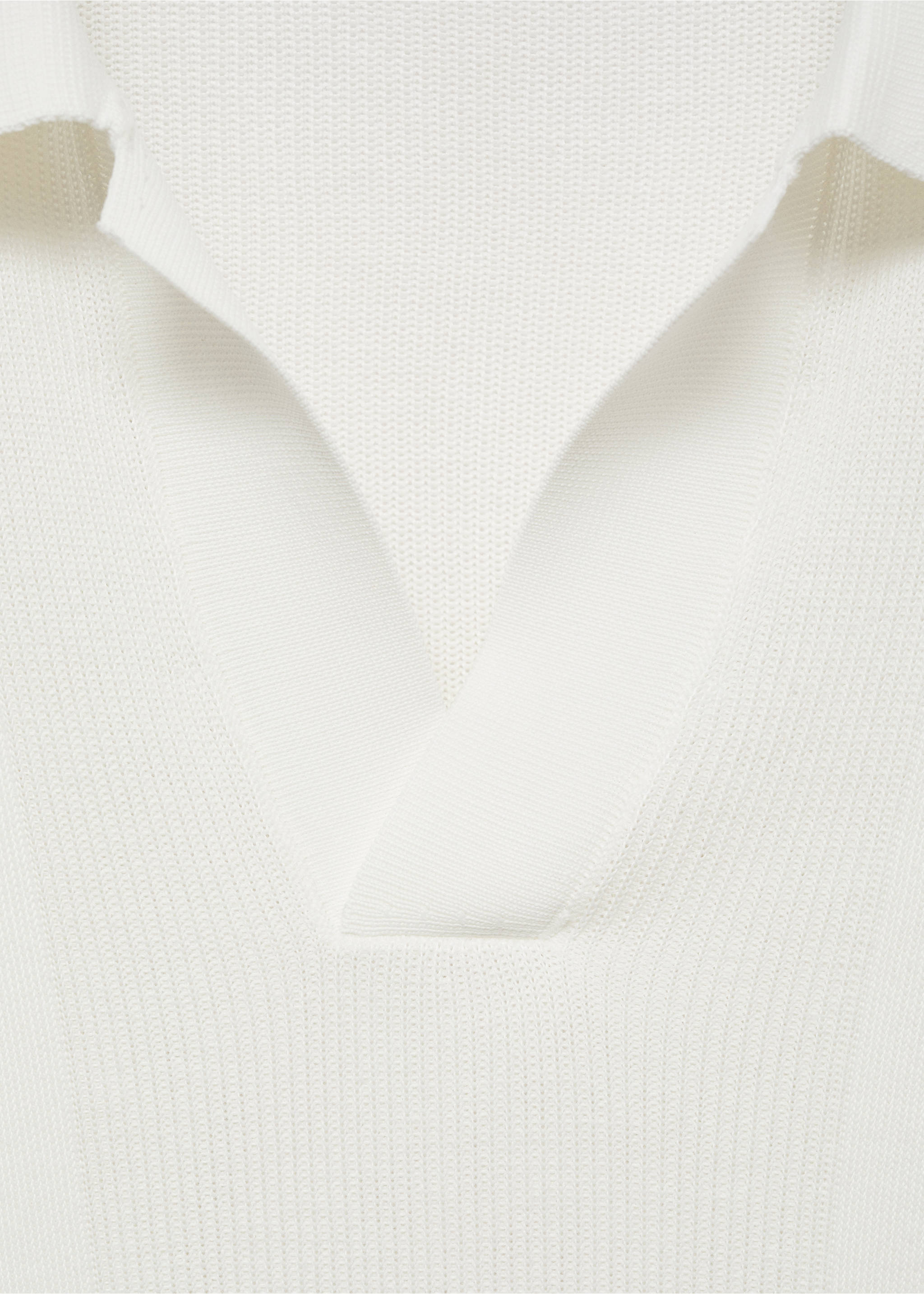 Ribbed knit polo shirt - Details of the article 8, Off White. Ref: 77002540-00.
