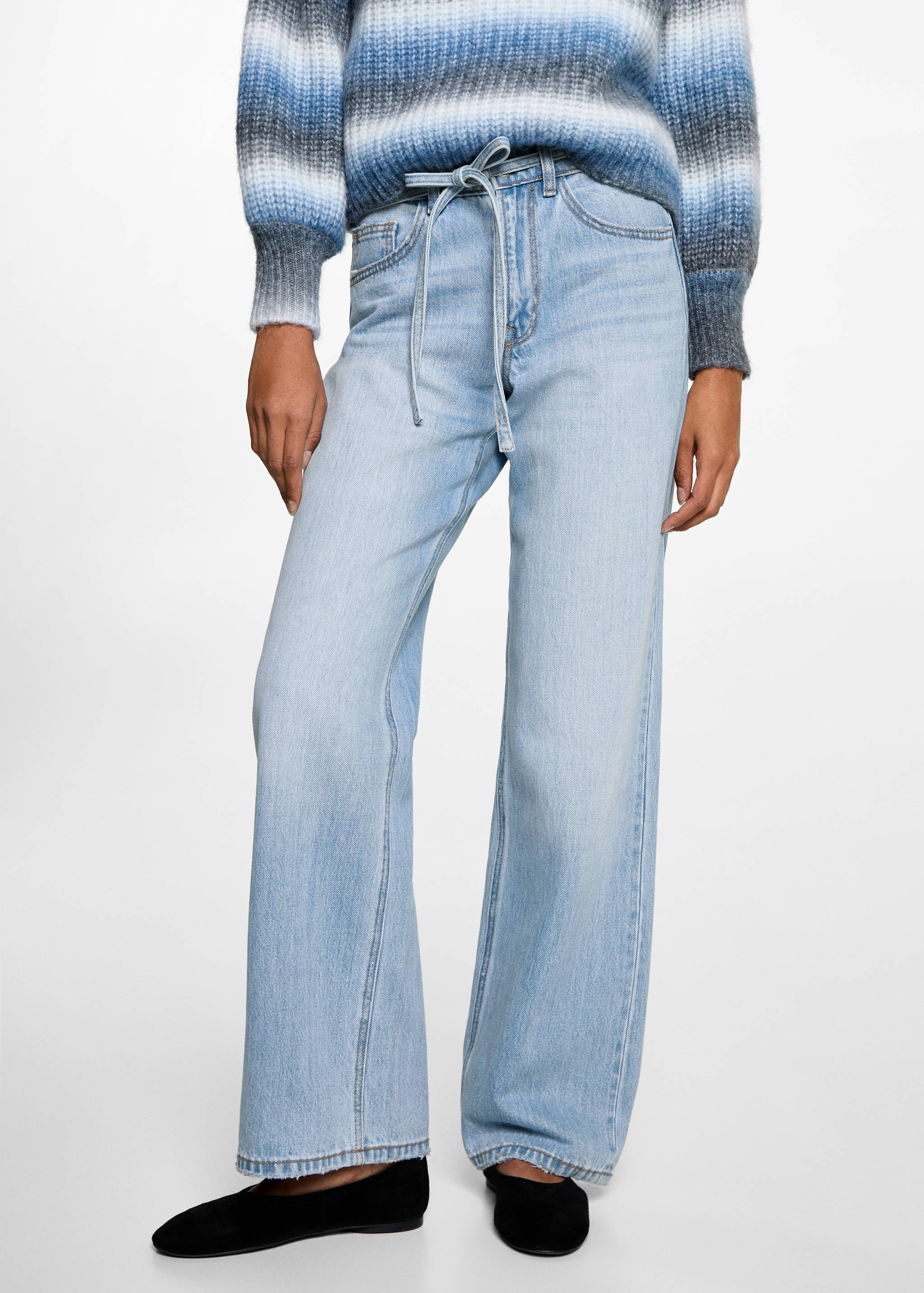 Wideleg jeans with drawstring - Détail de l'article 6