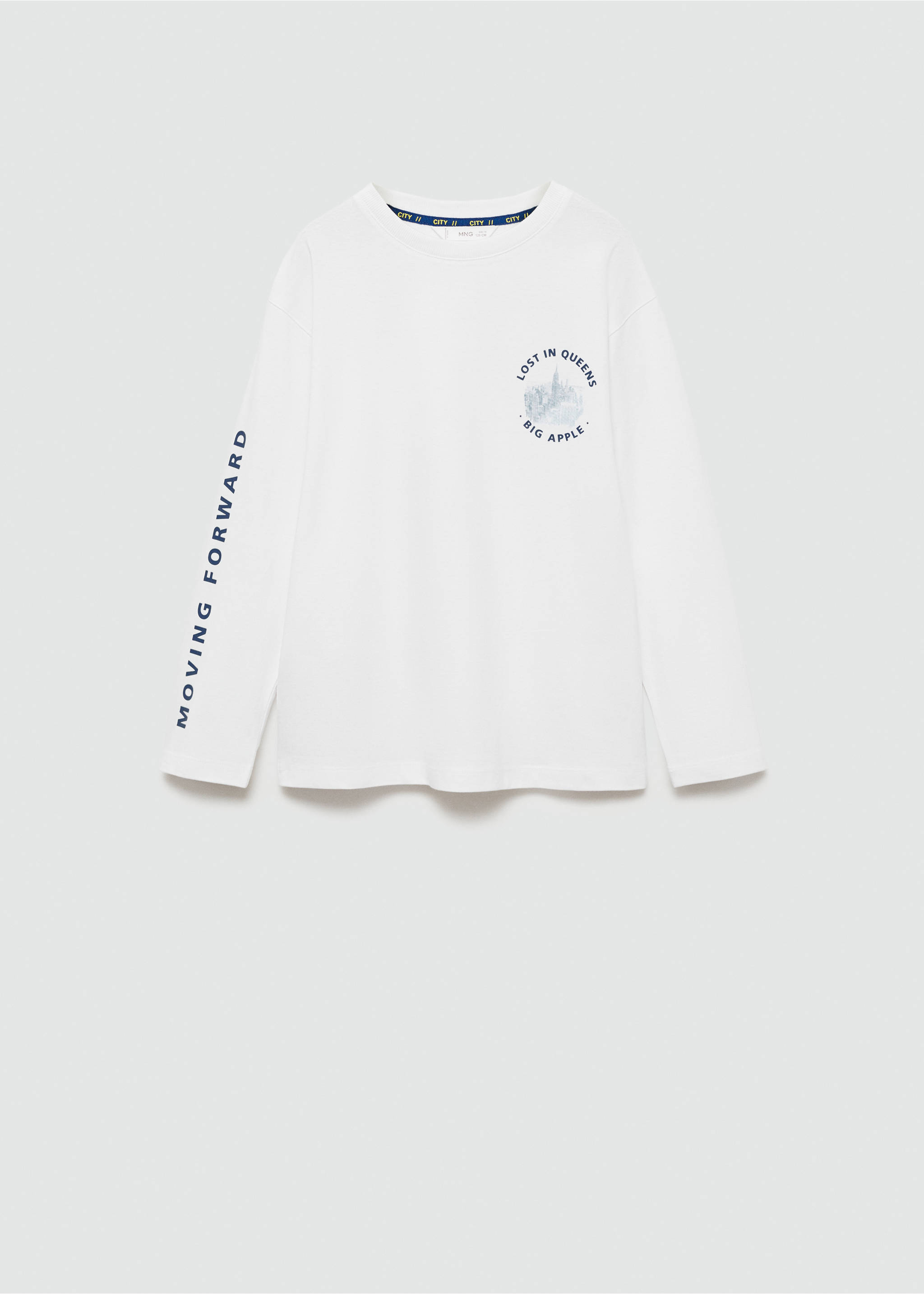 Langärmliges Print-T-Shirt - Artikel ohne Model, Cremeweiß. Ref: 77002926-00.