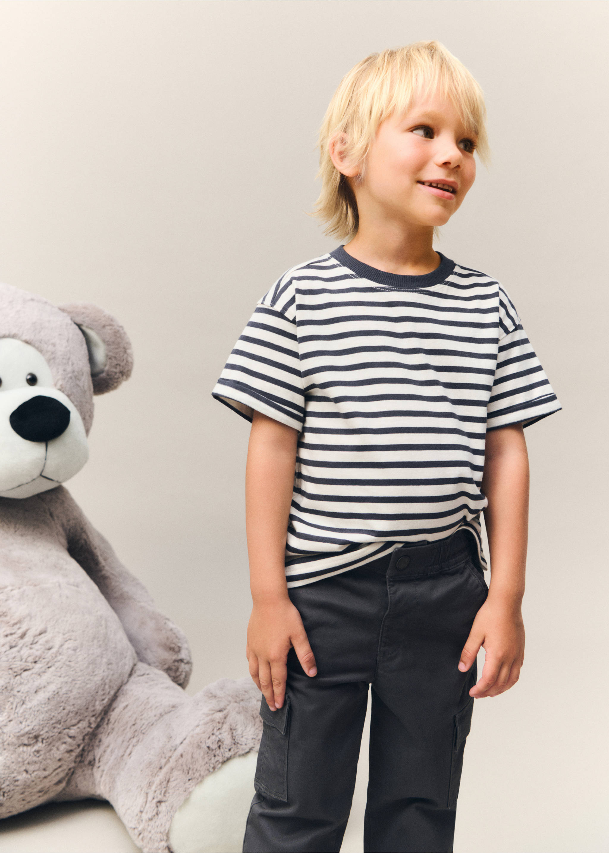 Gestreiftes Baumwoll-Shirt - Detail des Artikels 5, Anthrazit. Ref: 77002935-00.