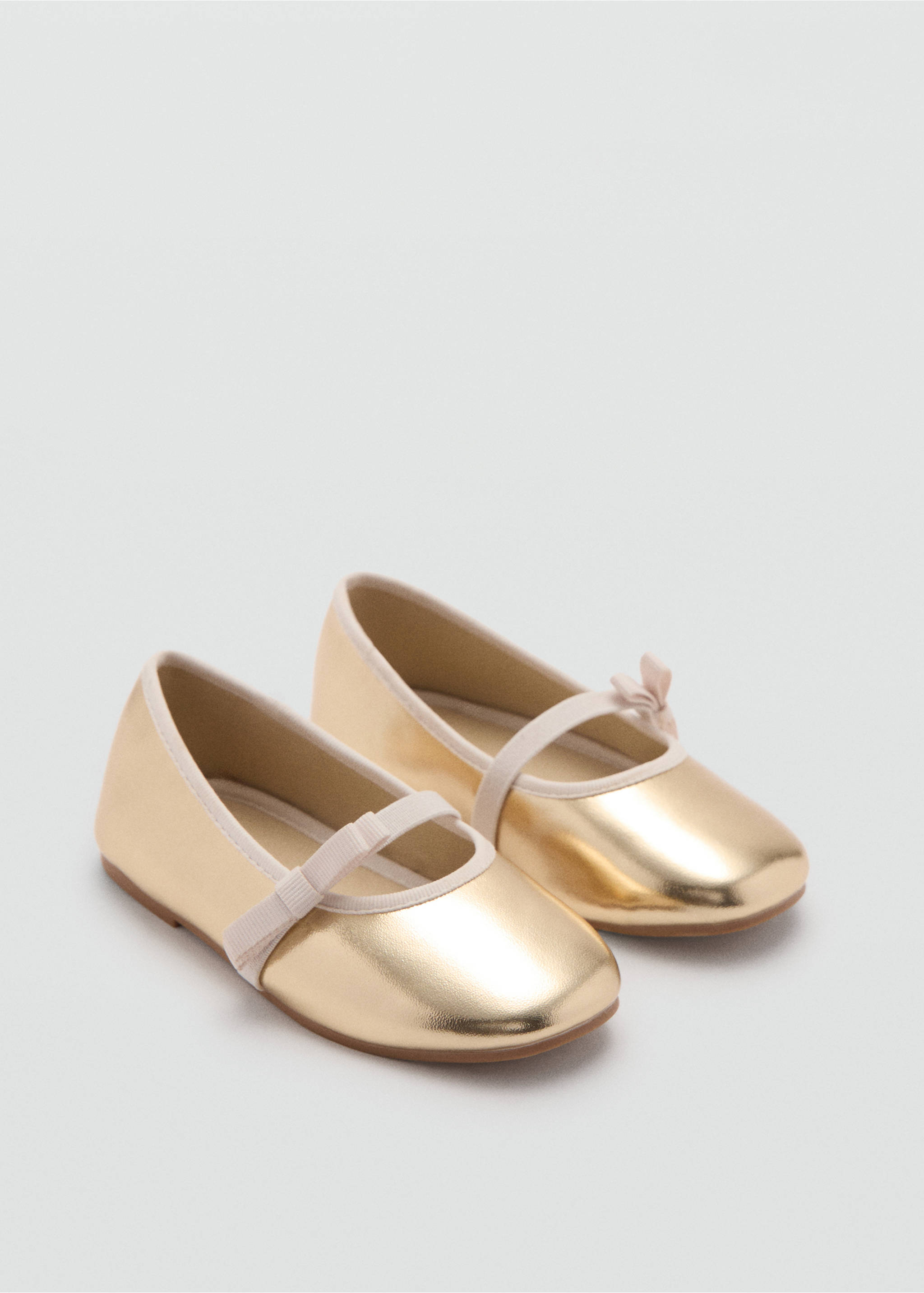 Metallic strip ballerinas - Medium plane, Gold. Ref: 77003290-00.
