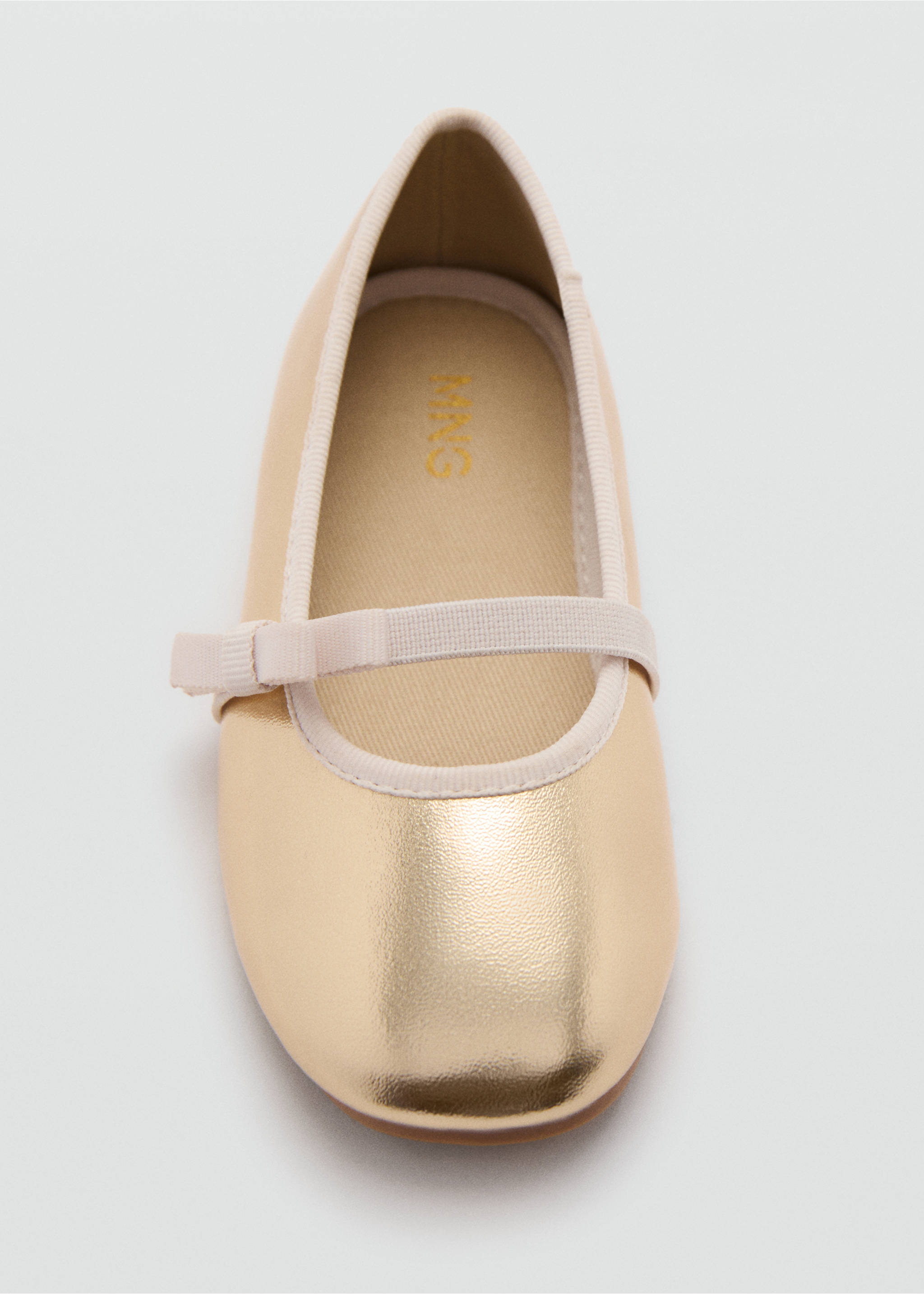 Metallic strip ballerinas - Details of the article 2, Gold. Ref: 77003290-00.