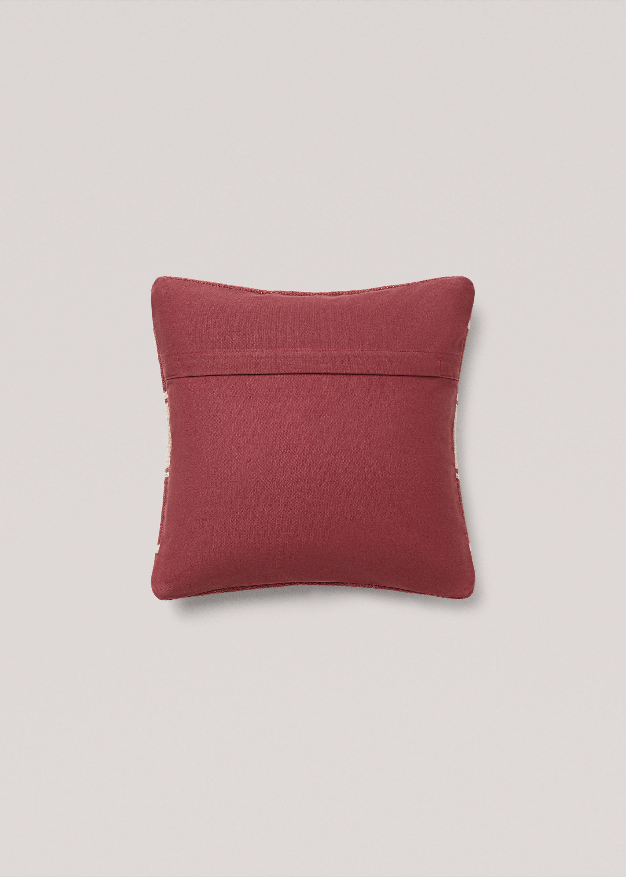 100% wool striped cushion cover - Details of the article 1, Burgundy. Ref: 77003292-00.