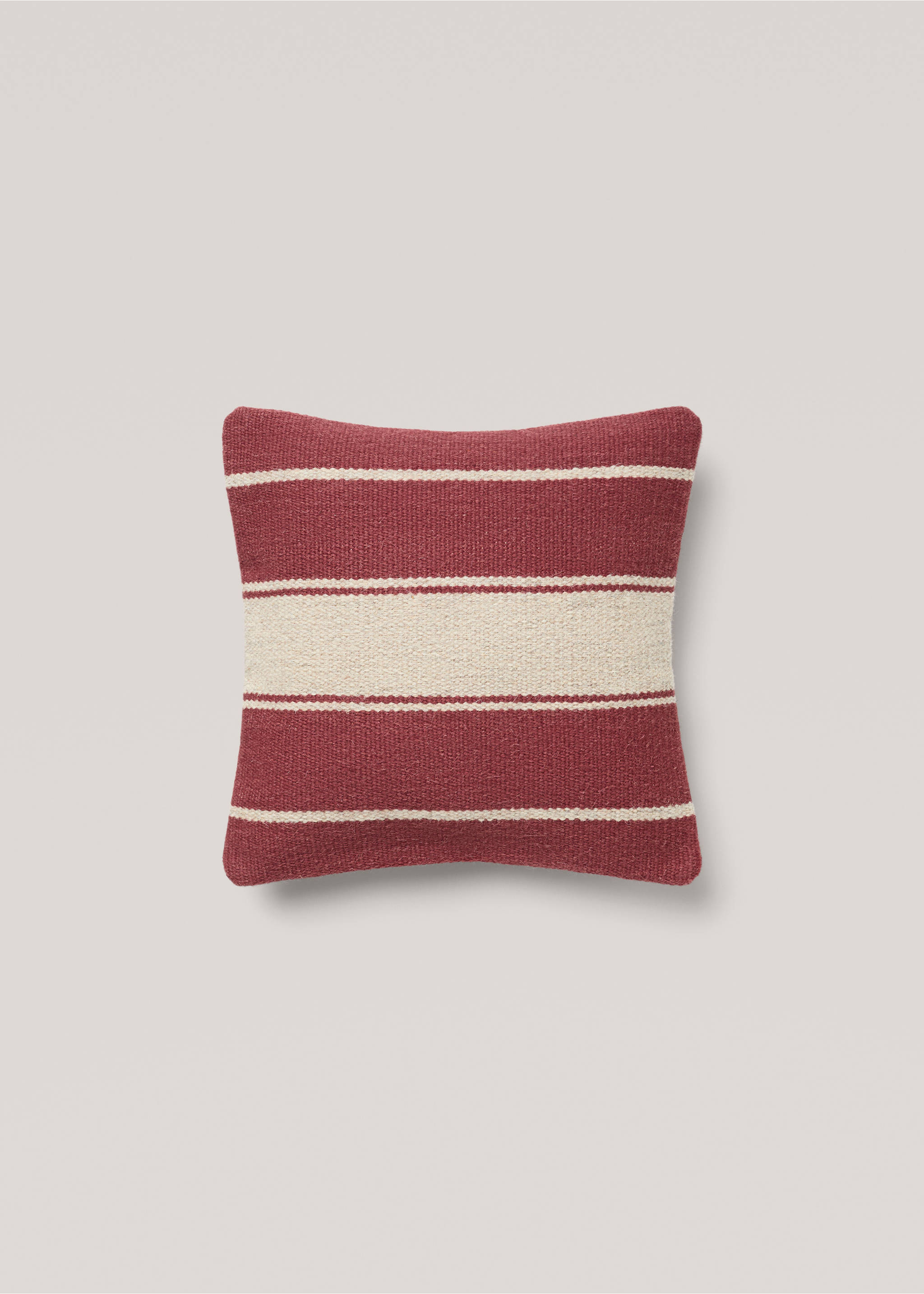 100% wool striped cushion cover - Article without model, Burgundy. Ref: 77003292-00.