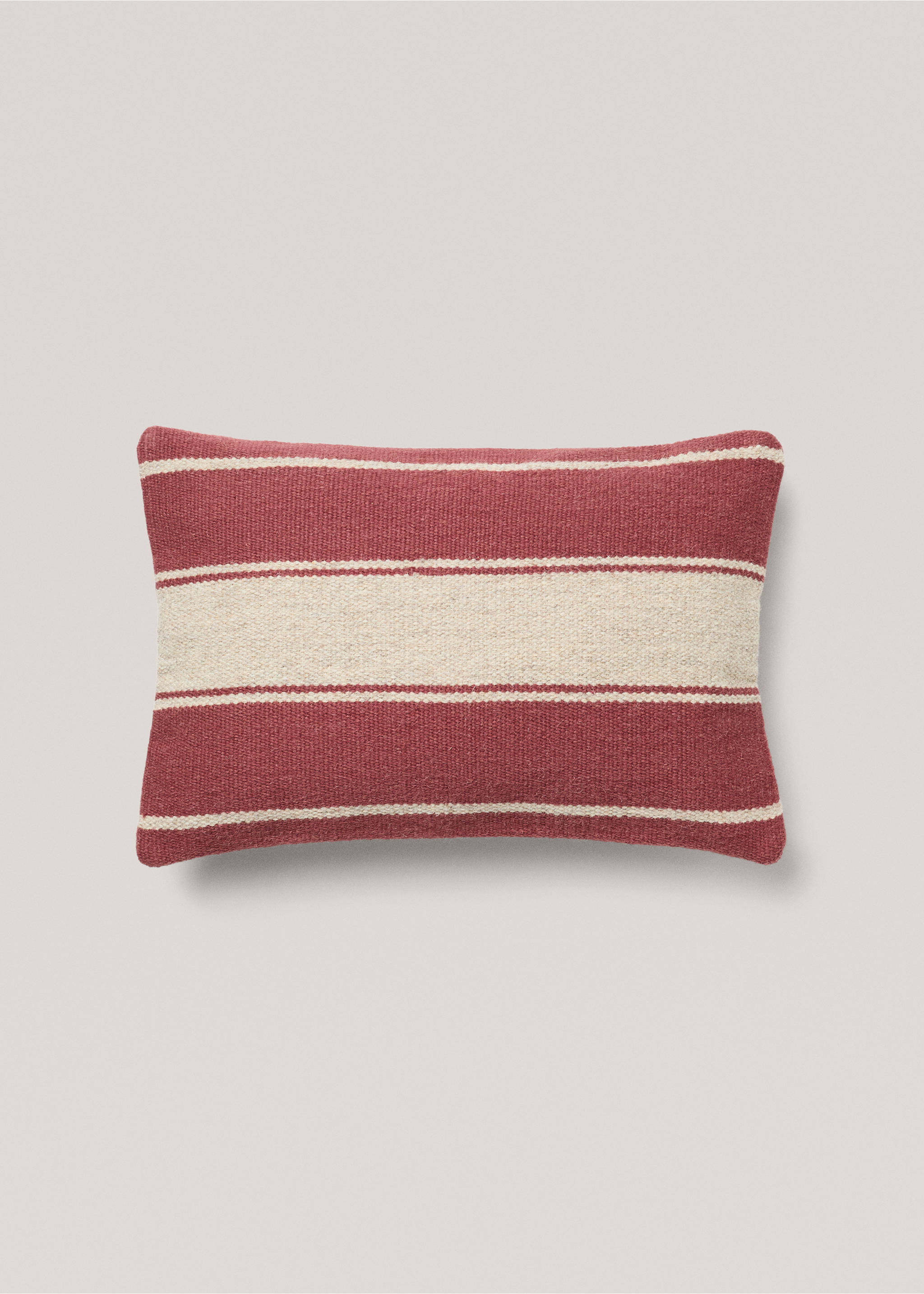 Housse coussin 100 % laine rayures - Article sans modèle, Bordeaux. Ref: 77003293-00.