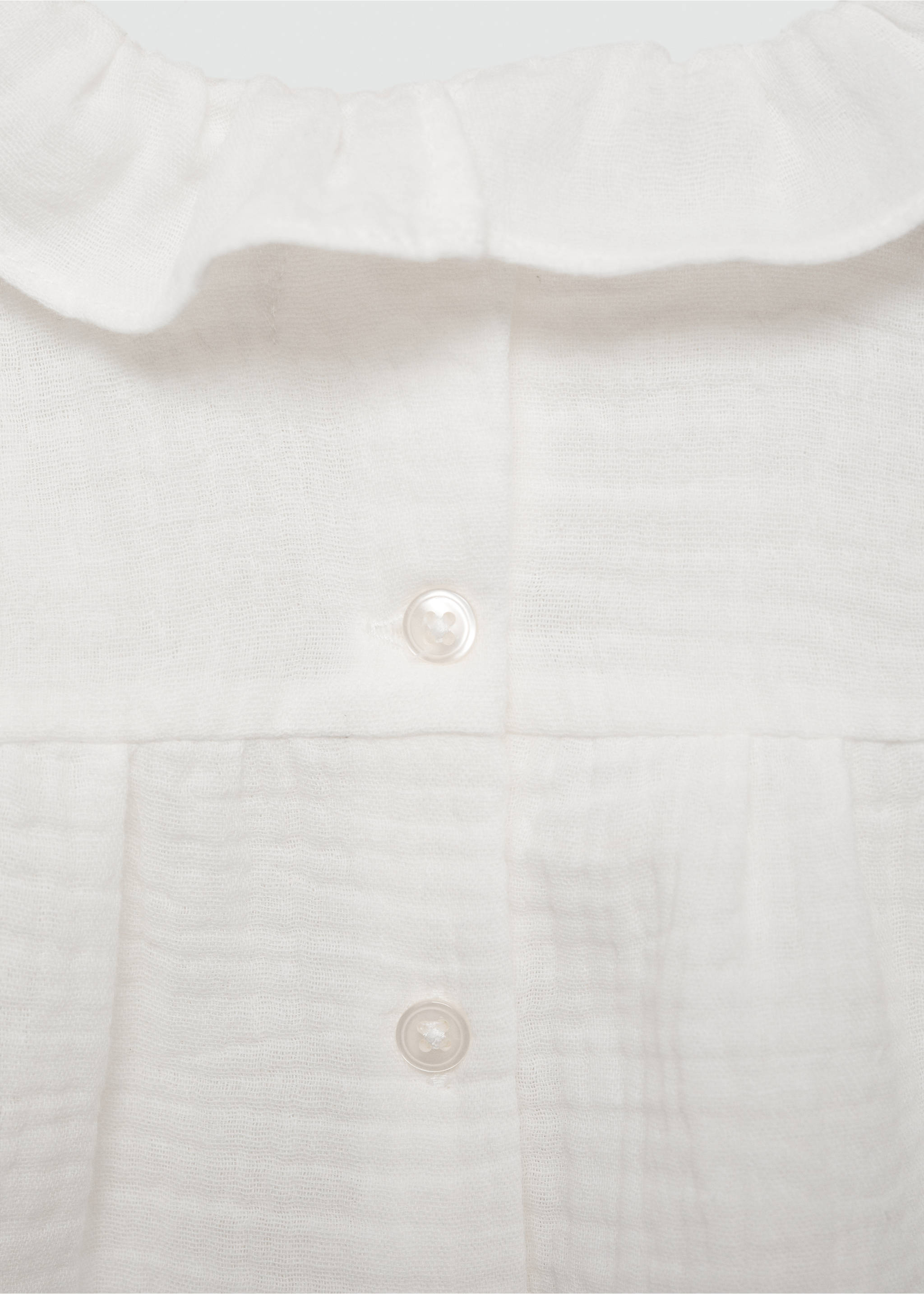 Bluse aus Crinkle-Baumwoll-Gaze - Detail des Artikels 8, Cremeweiß. Ref: 77003296-00.
