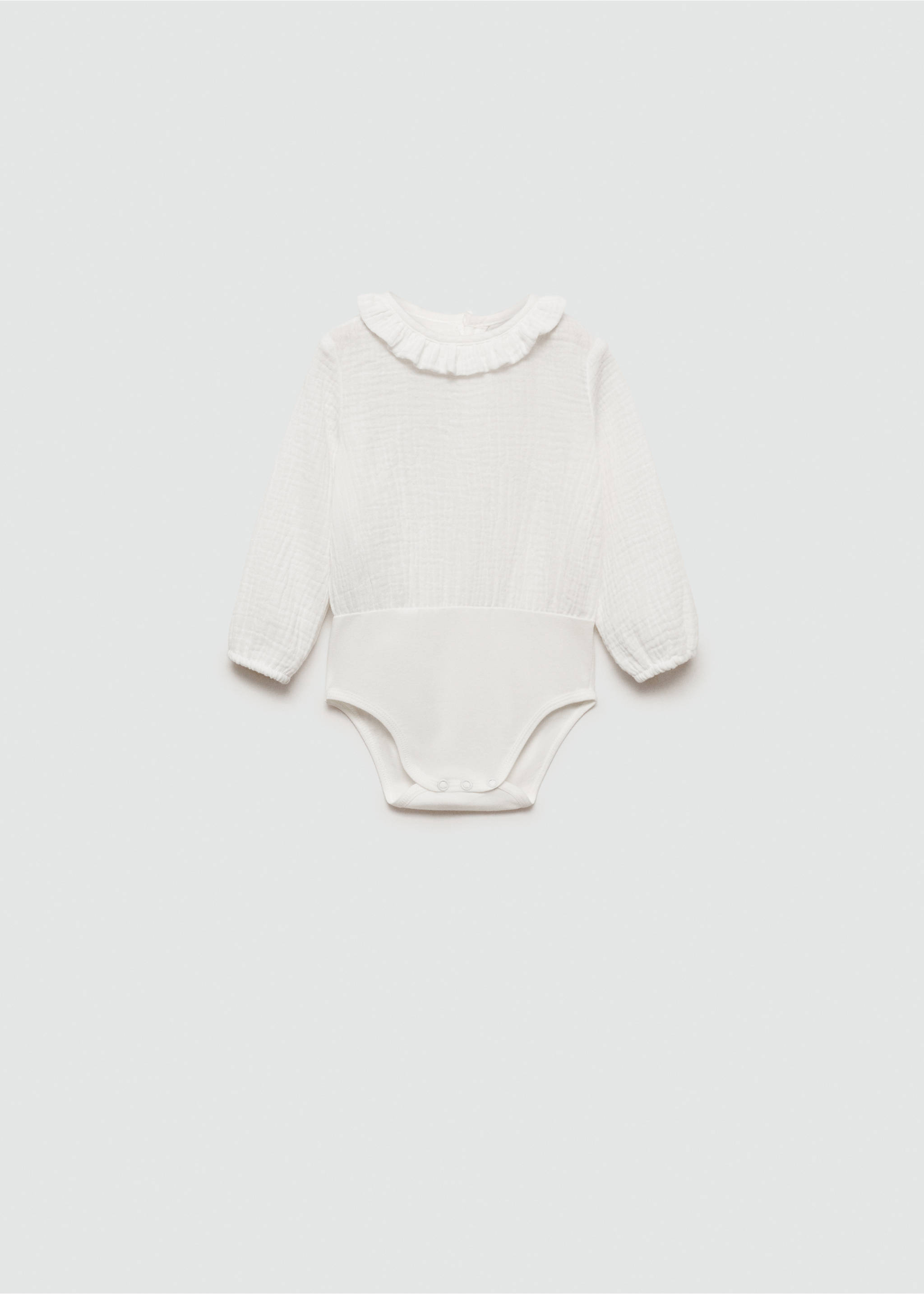 Body aus Crinkle-Baumwoll-Gaze - Artikel ohne Model, Cremeweiß. Ref: 77003299-00.