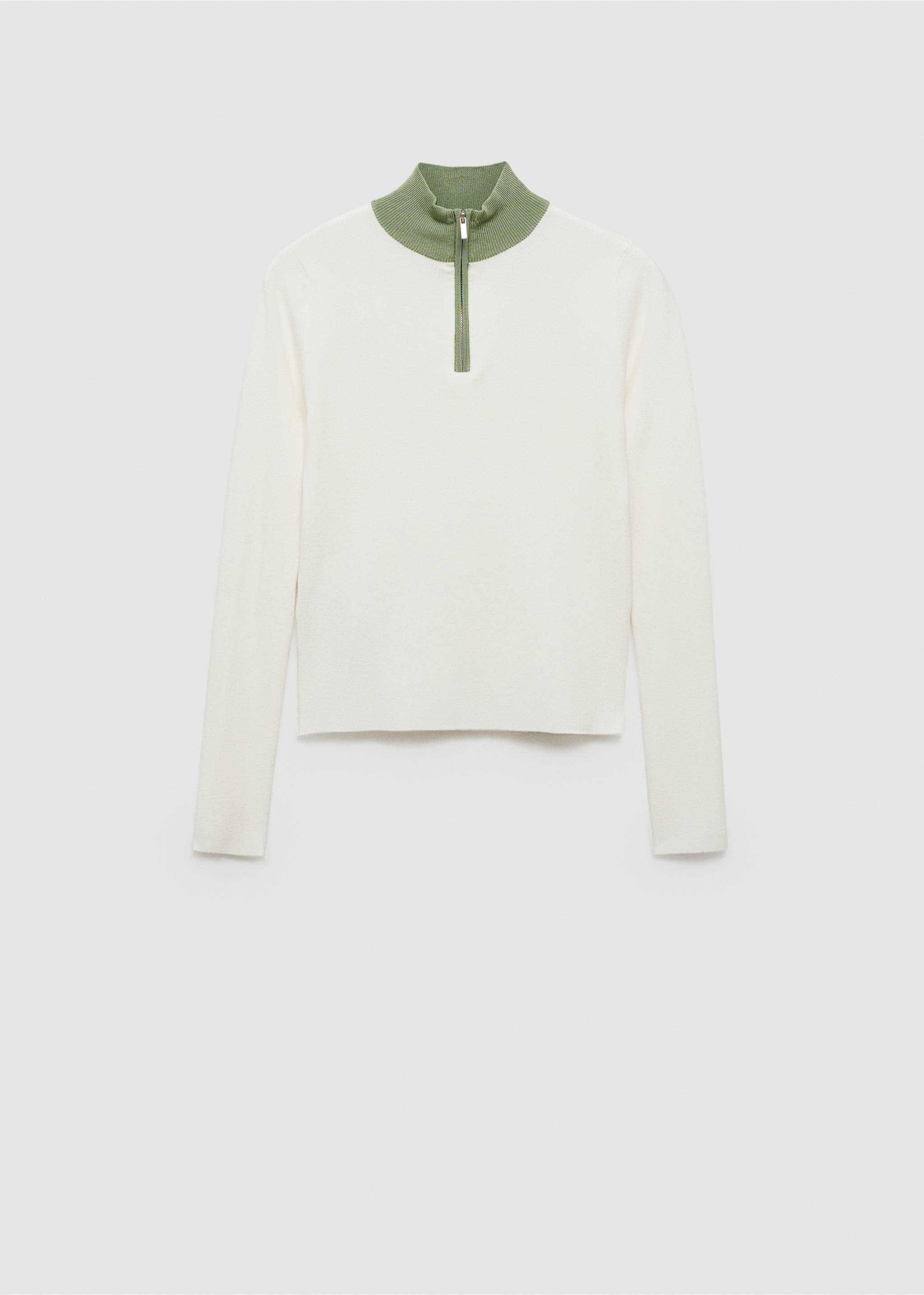 Zip neck jumper - Article without model, Pastel Green. Ref: 77004016-00.