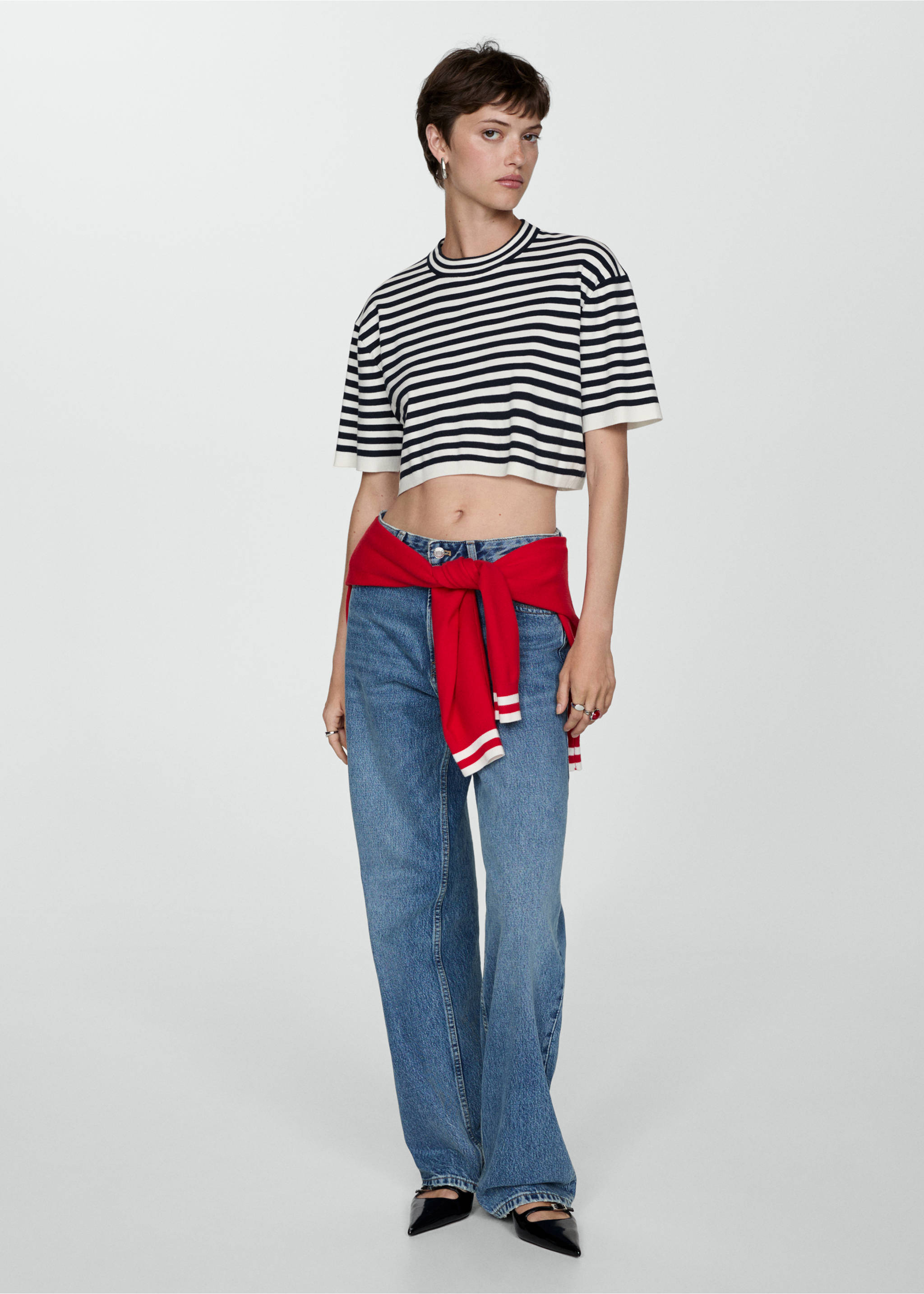 Striped crop T-shirt - General plane, Dark Navy. Ref: 77004018-00.
