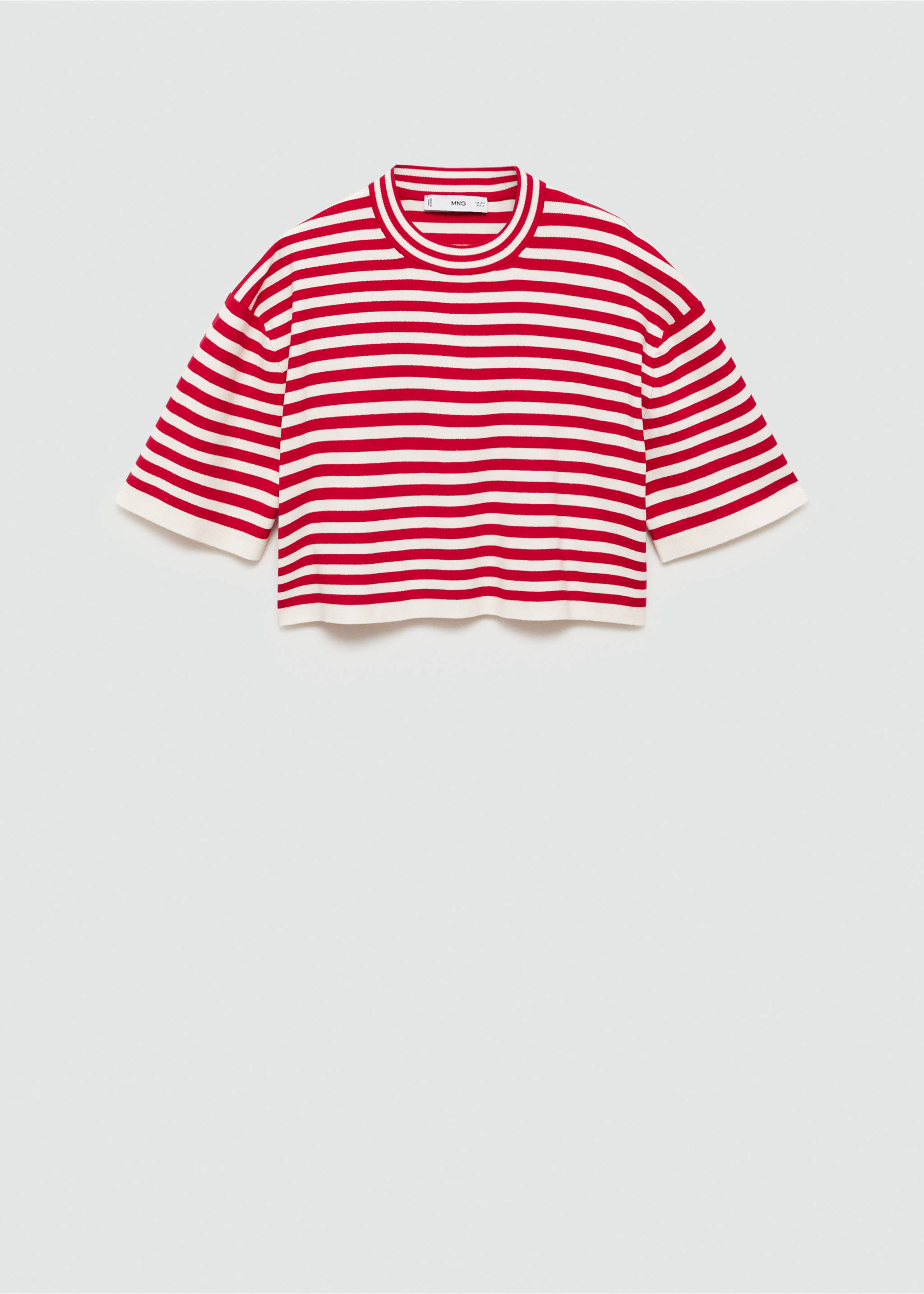 T-shirt crop à rayures - Article sans modèle, Rouge. Ref: 77004018-00.