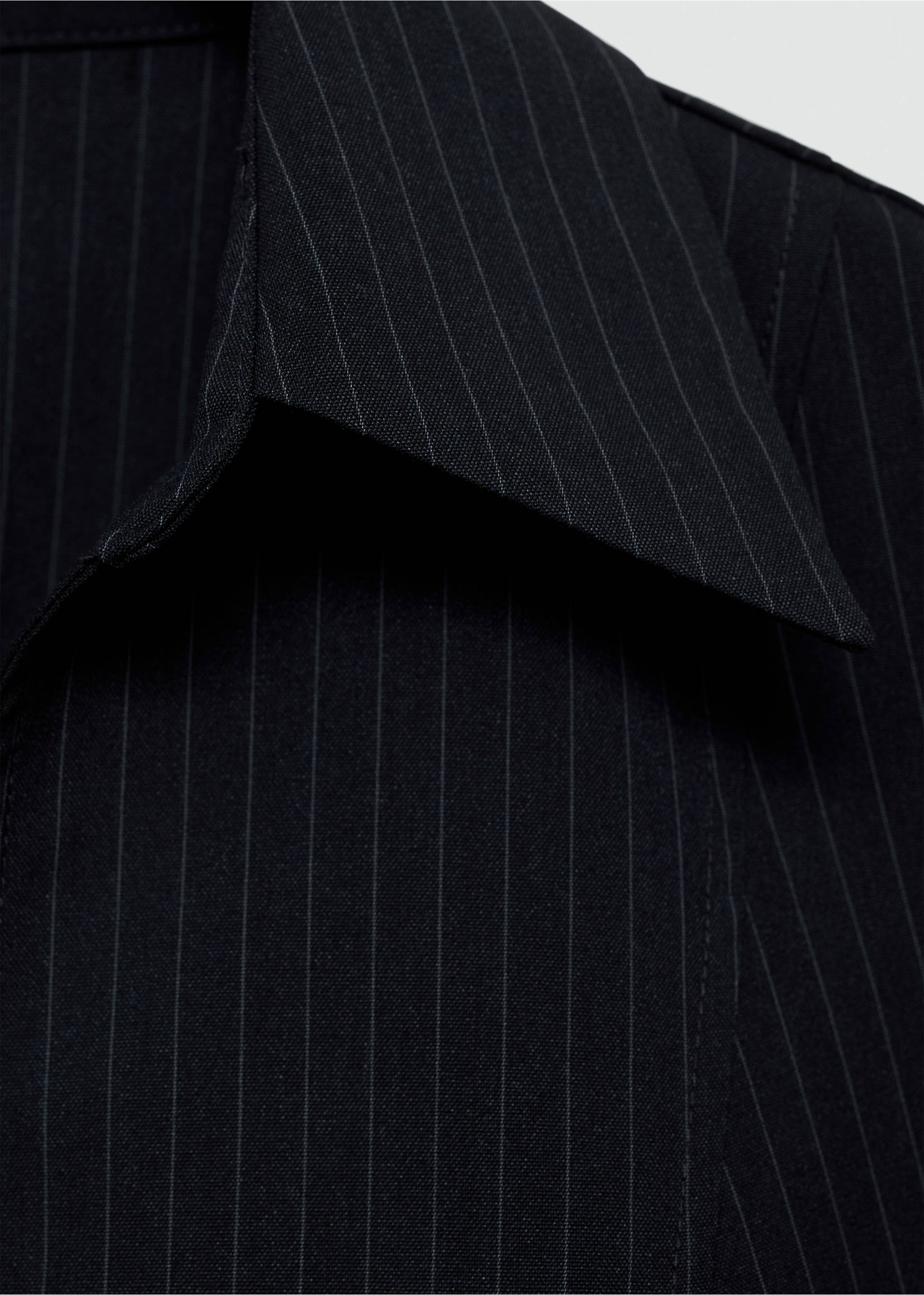 Pinstripe shirt with zip - Details of the article 0, Navy. Ref: 77004030-00.