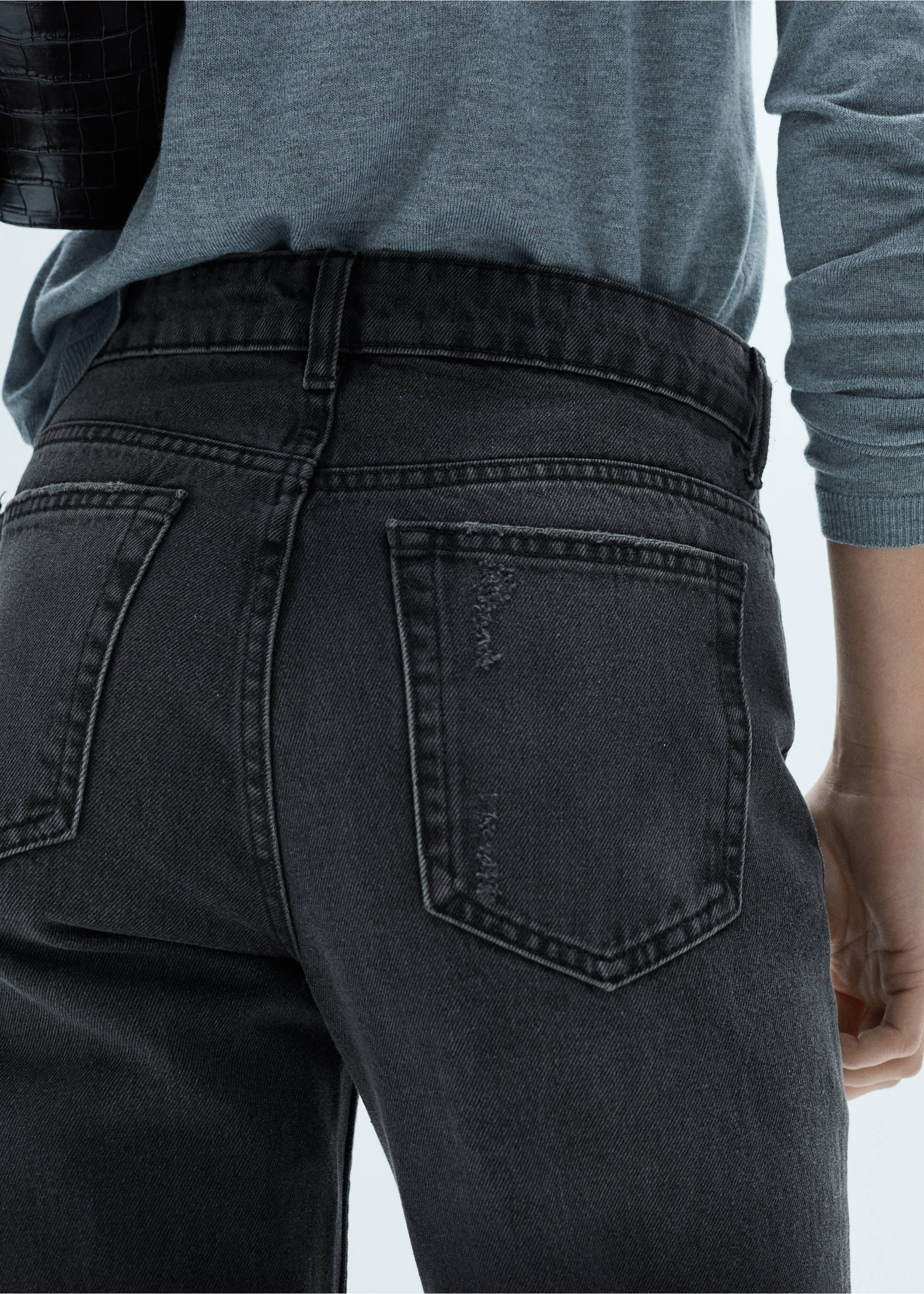 Texans Blanca rectes crop - Detall de l'article 2, Black denim. Ref: 77004031-00.