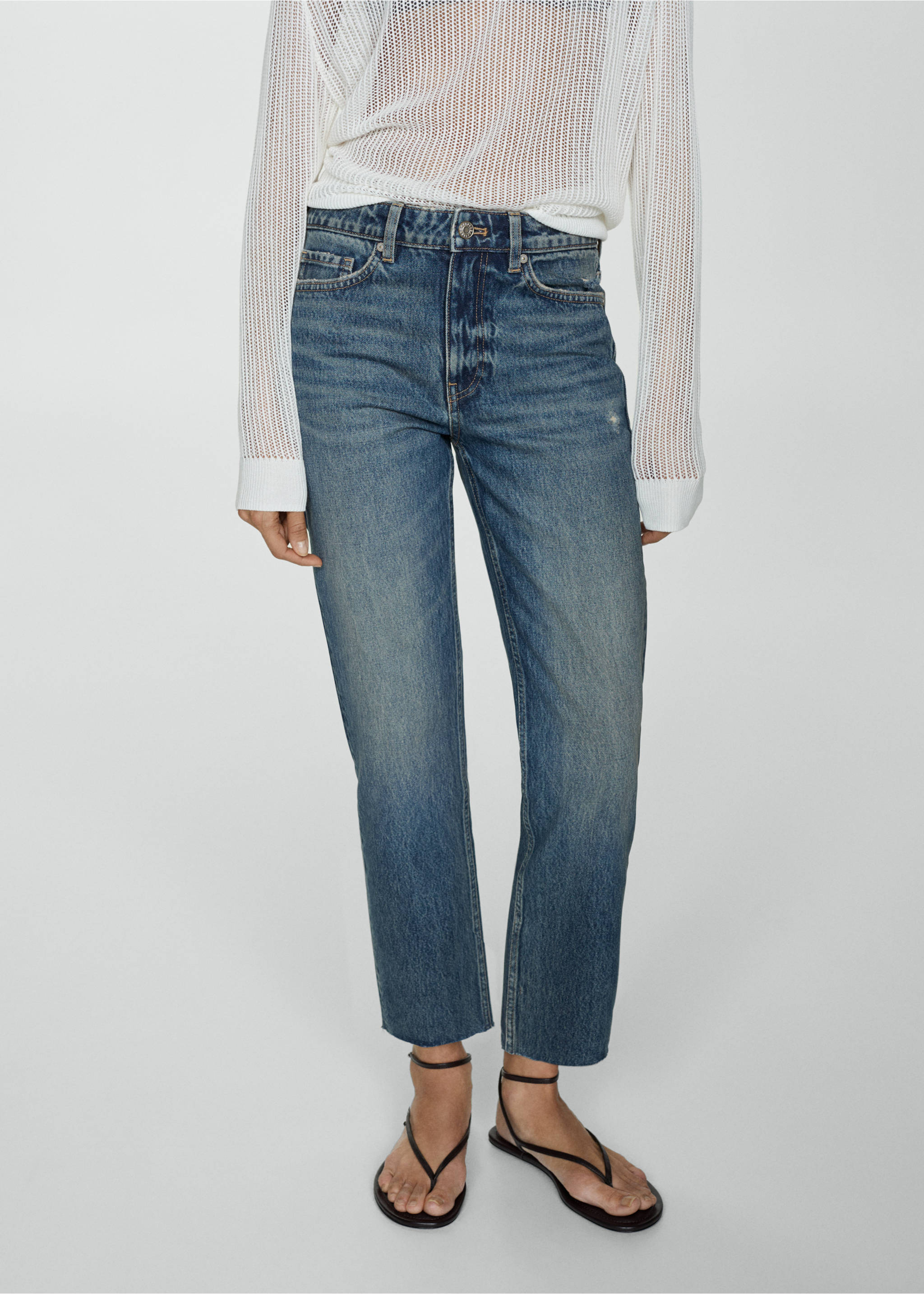 Texans Blanca rectes crop - Pla mig, Blau fosc. Ref: 77004034-00.