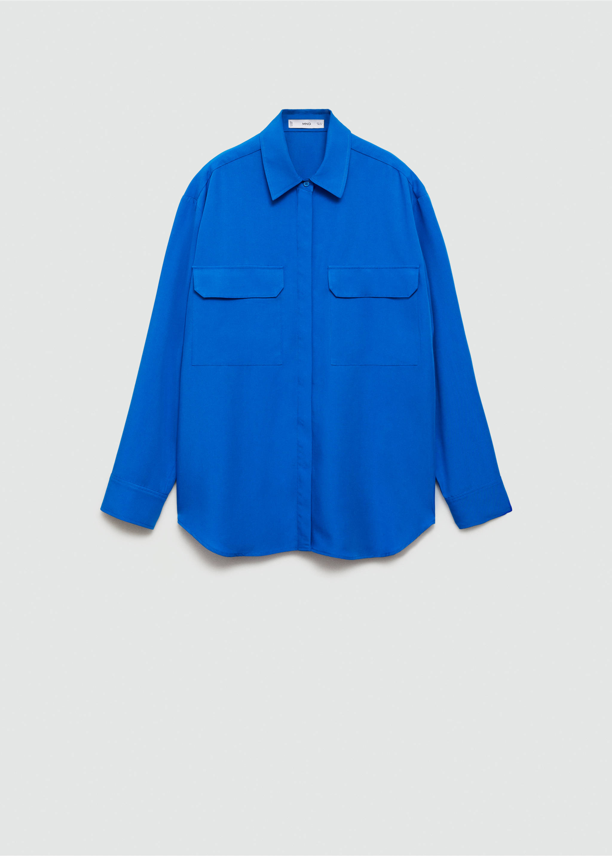 Lyocell shirt with pocket - Article without model, Blue. Ref: 77004035-00.