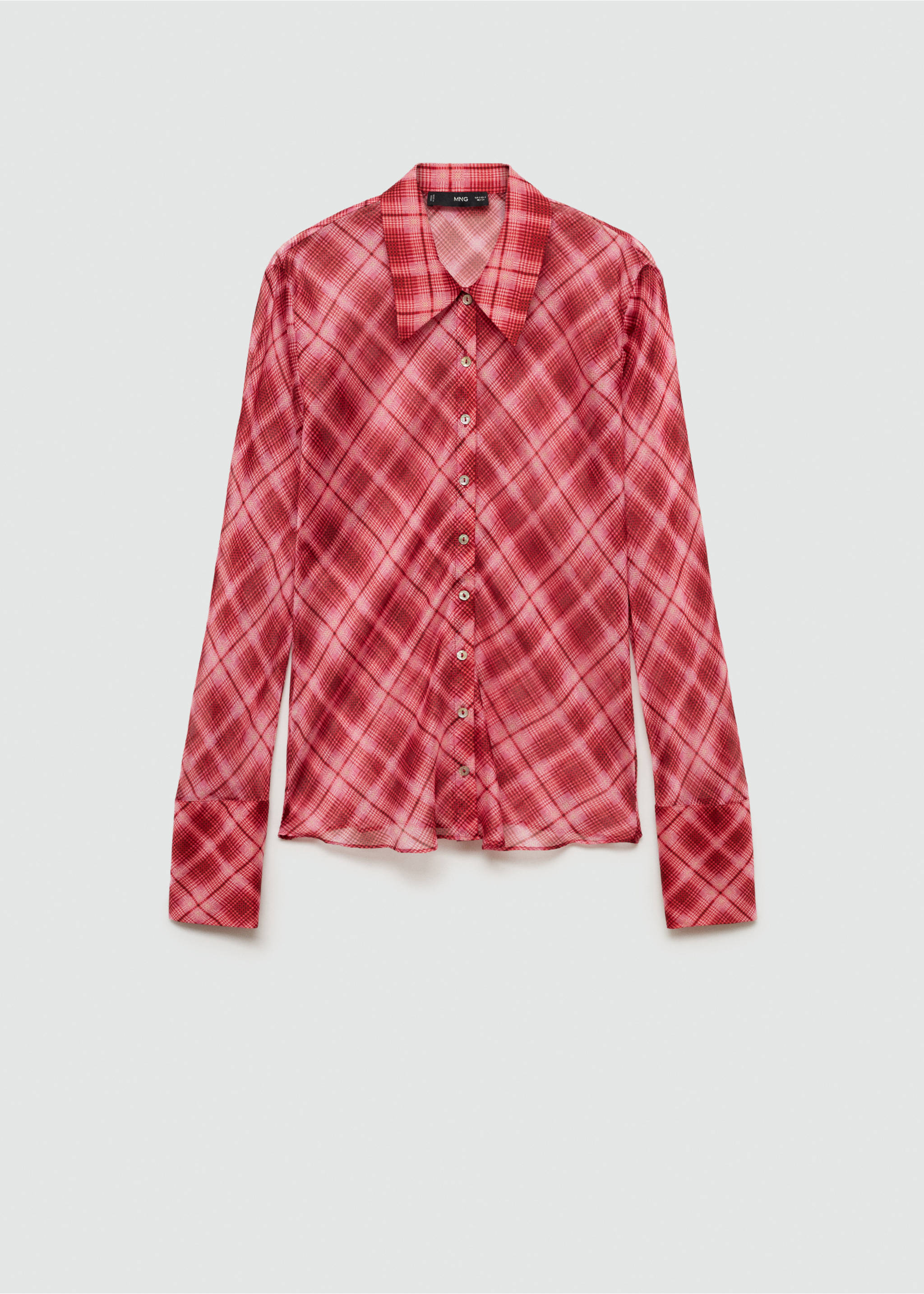 Check-print shirt - Article without model, Maroon. Ref: 77004036-00.