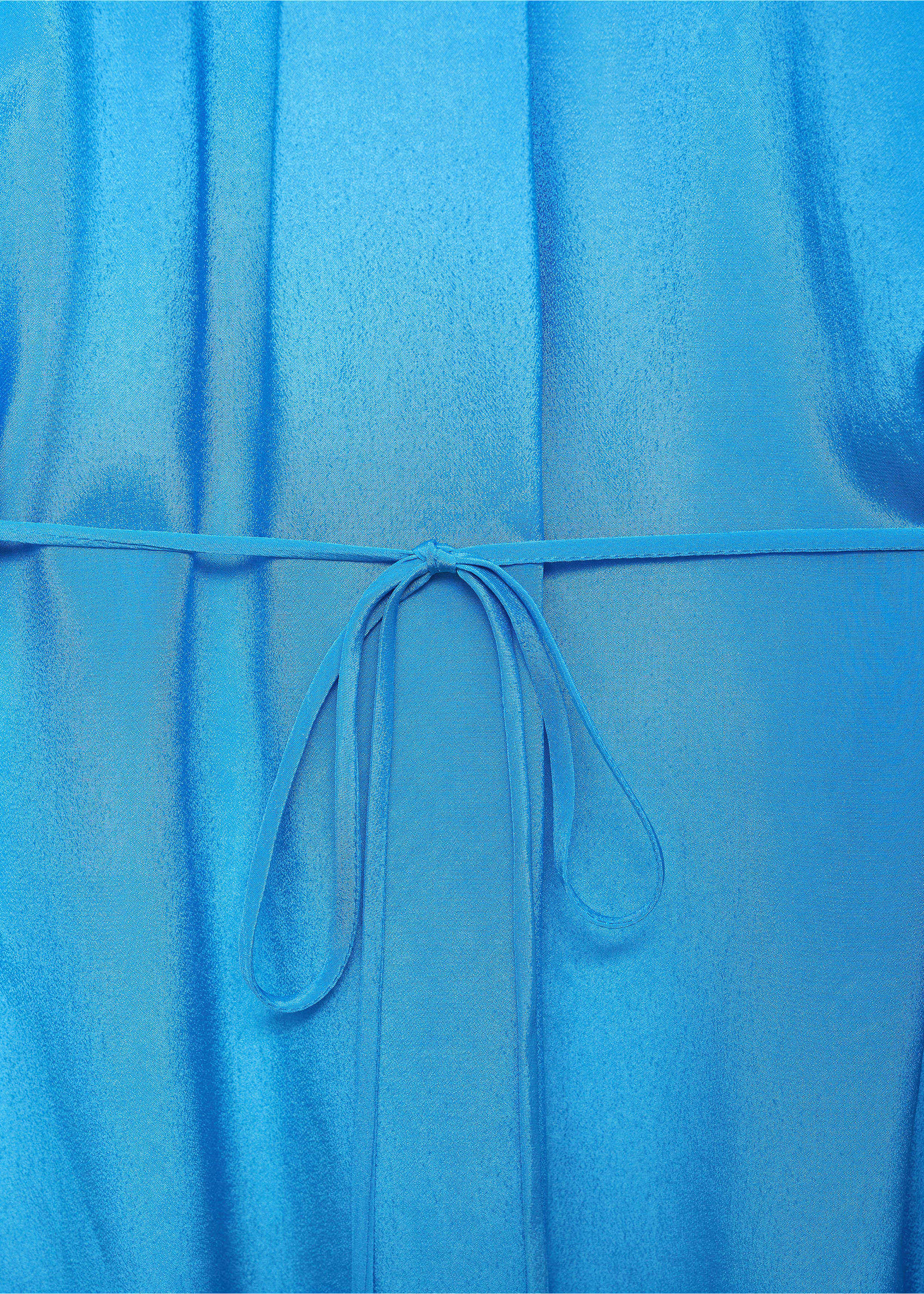 Long satin shirt with asymmetrical closure - Details of the article 0, Blue. Ref: 77004038-00.