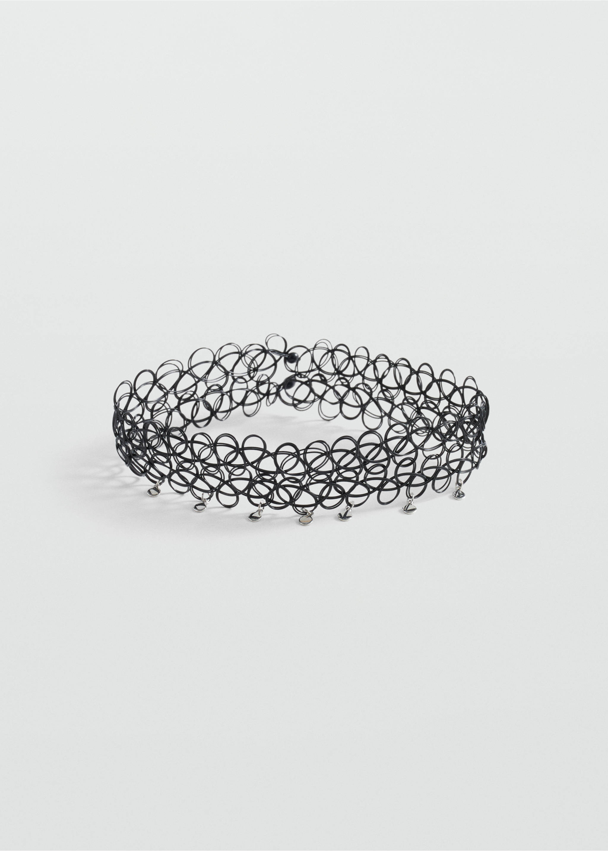 Choker with beads - Article without model, Black. Ref: 77004047-00.