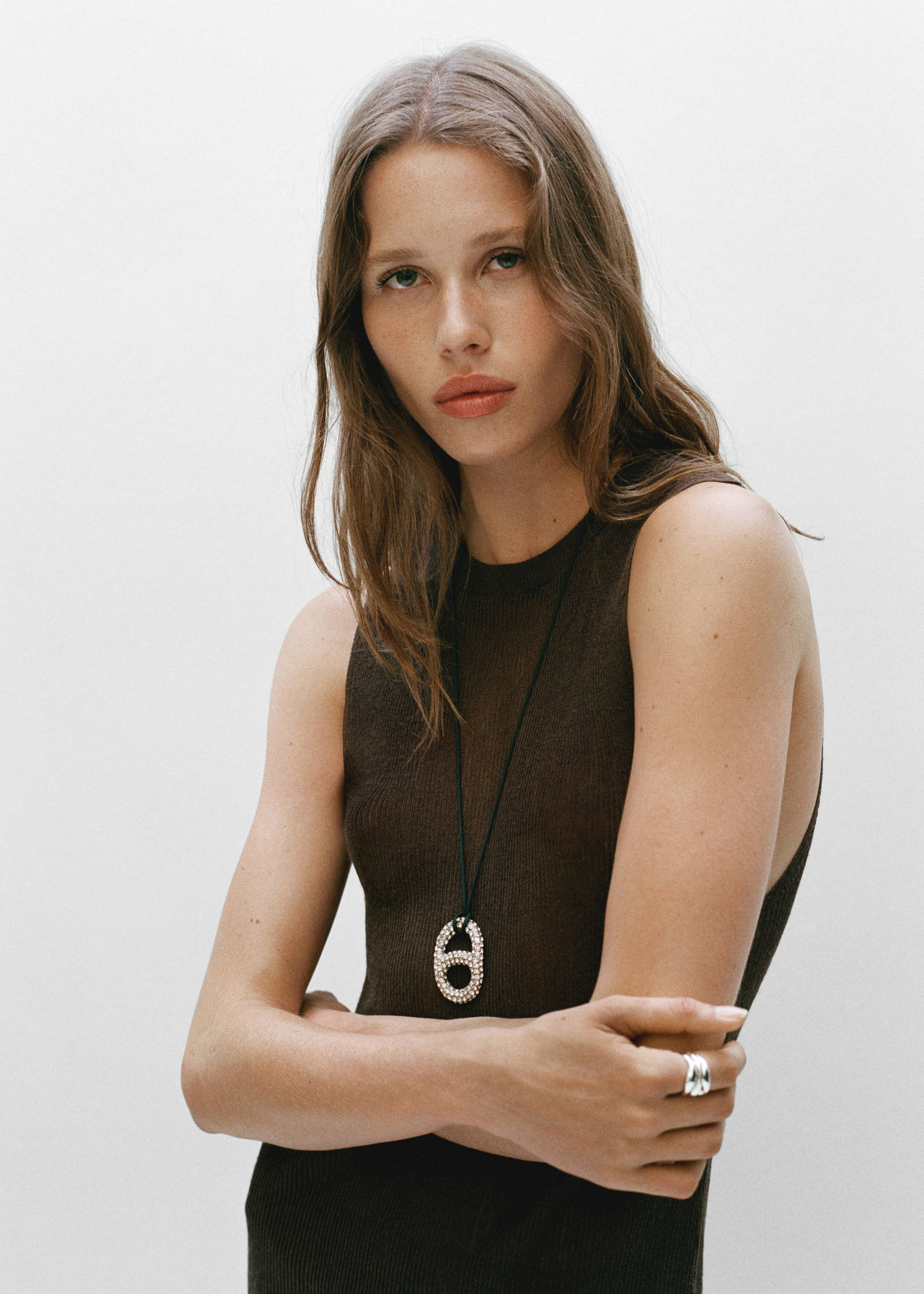 Crystal cord necklace - General plane, Silver. Ref: 77004053-00.