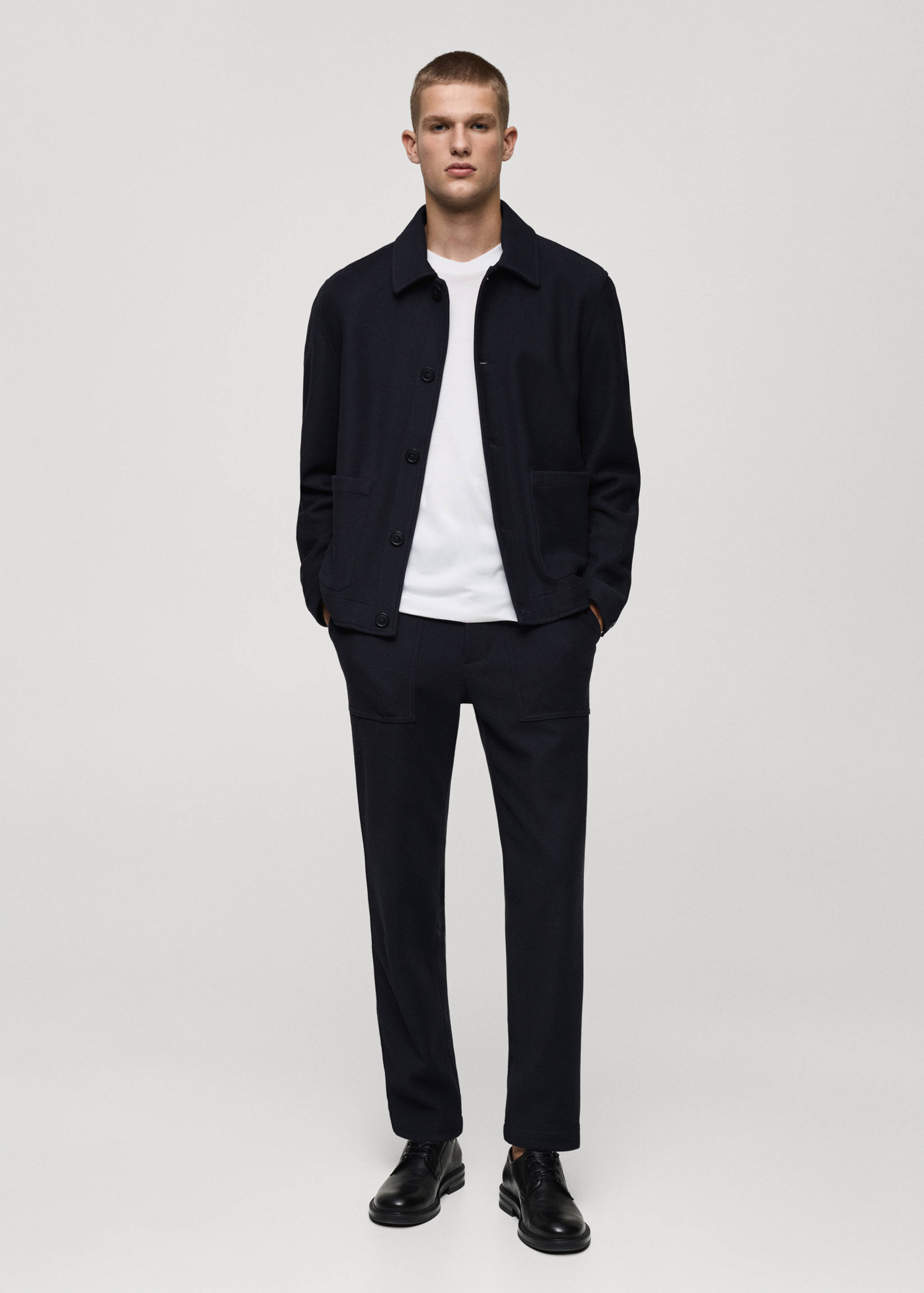 Twill cotton overshirt with pockets - General plane