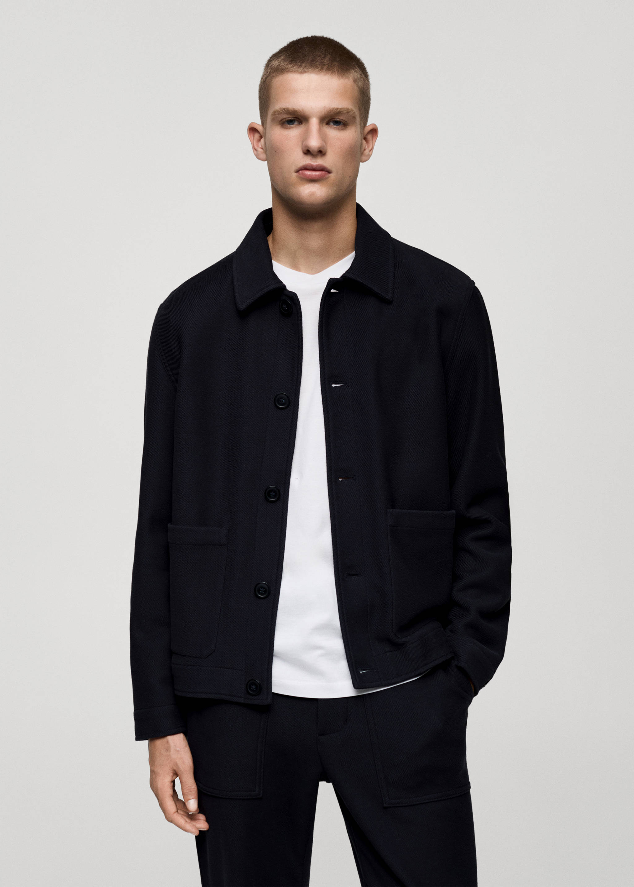 Twill cotton overshirt with pockets - Medium plane