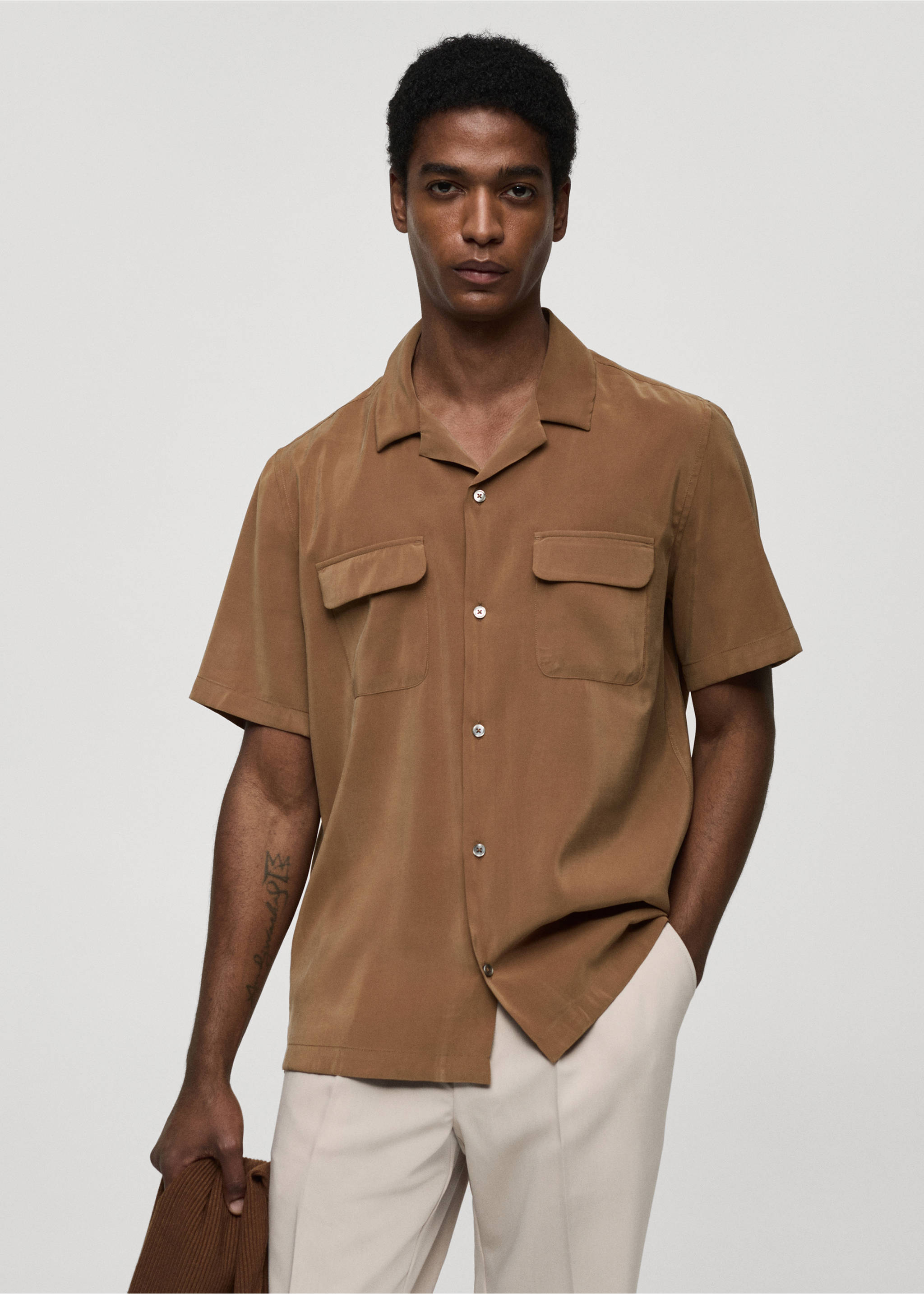 Regular-fit shirt with pockets - Medium plane, Burnt Orange. Ref: 77004445-00.