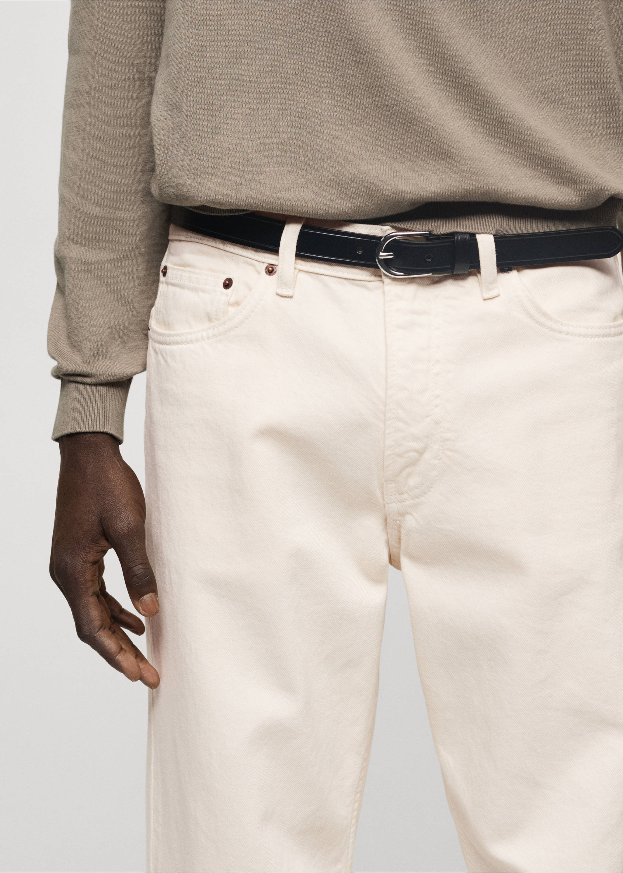 Bob regular-fit jeans - Details of the article 1, Ecru. Ref: 77004454-00.