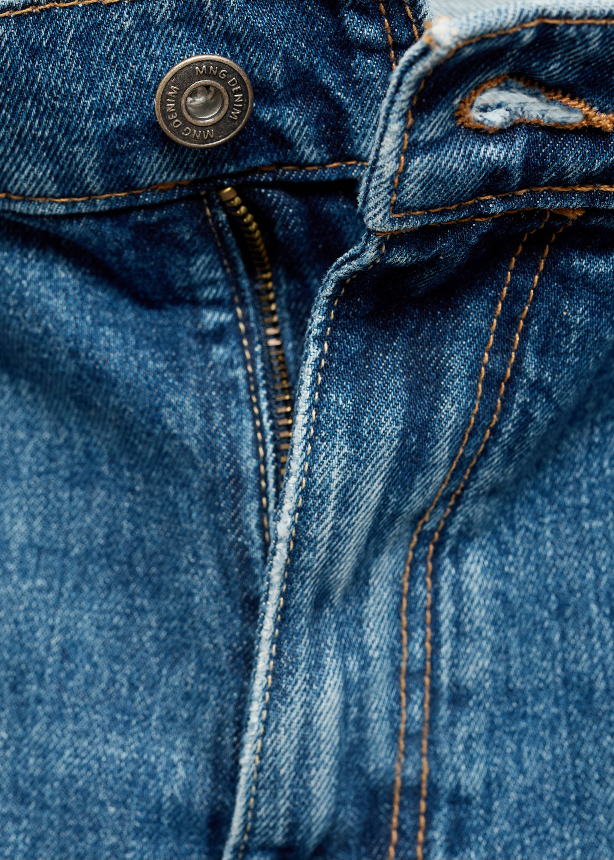 Dark wash straight fit jeans - Details of the article 8, Dark Blue. Ref: 77004459-00.