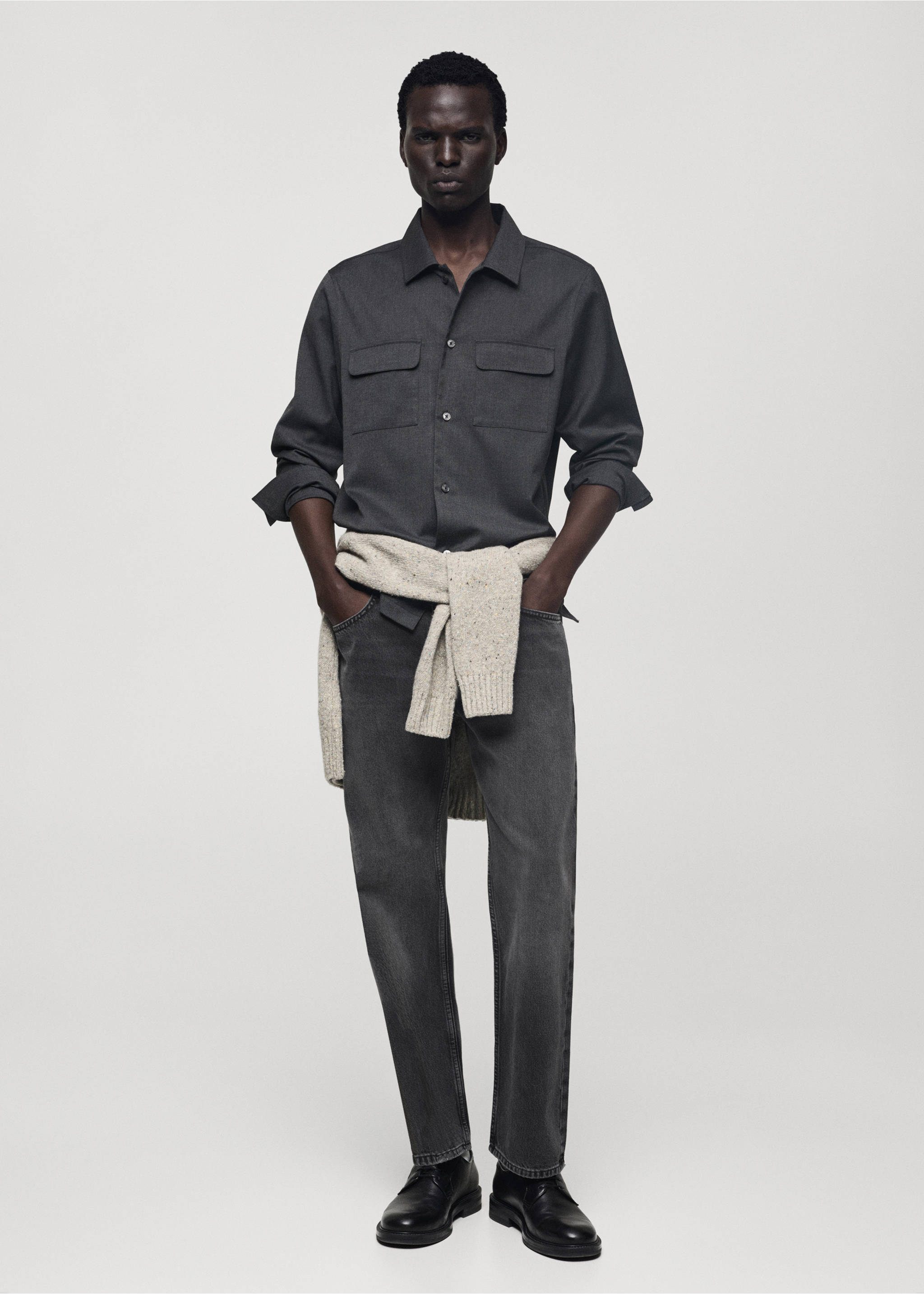 Dark grey straight-fit jeans - General plane, Open Grey. Ref: 77004460-00.