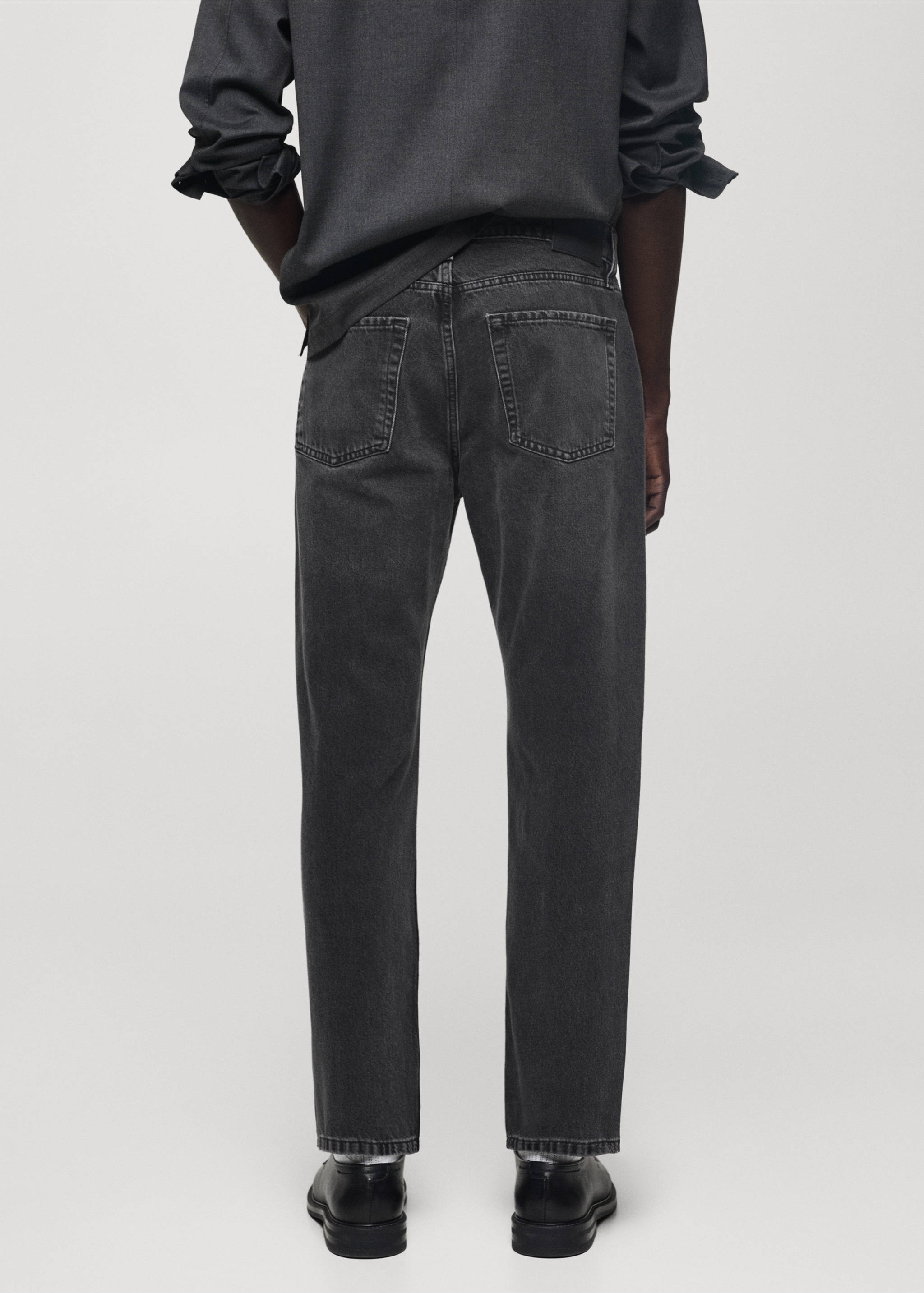 Dark grey straight-fit jeans - Reverse of the article, Open Grey. Ref: 77004460-00.