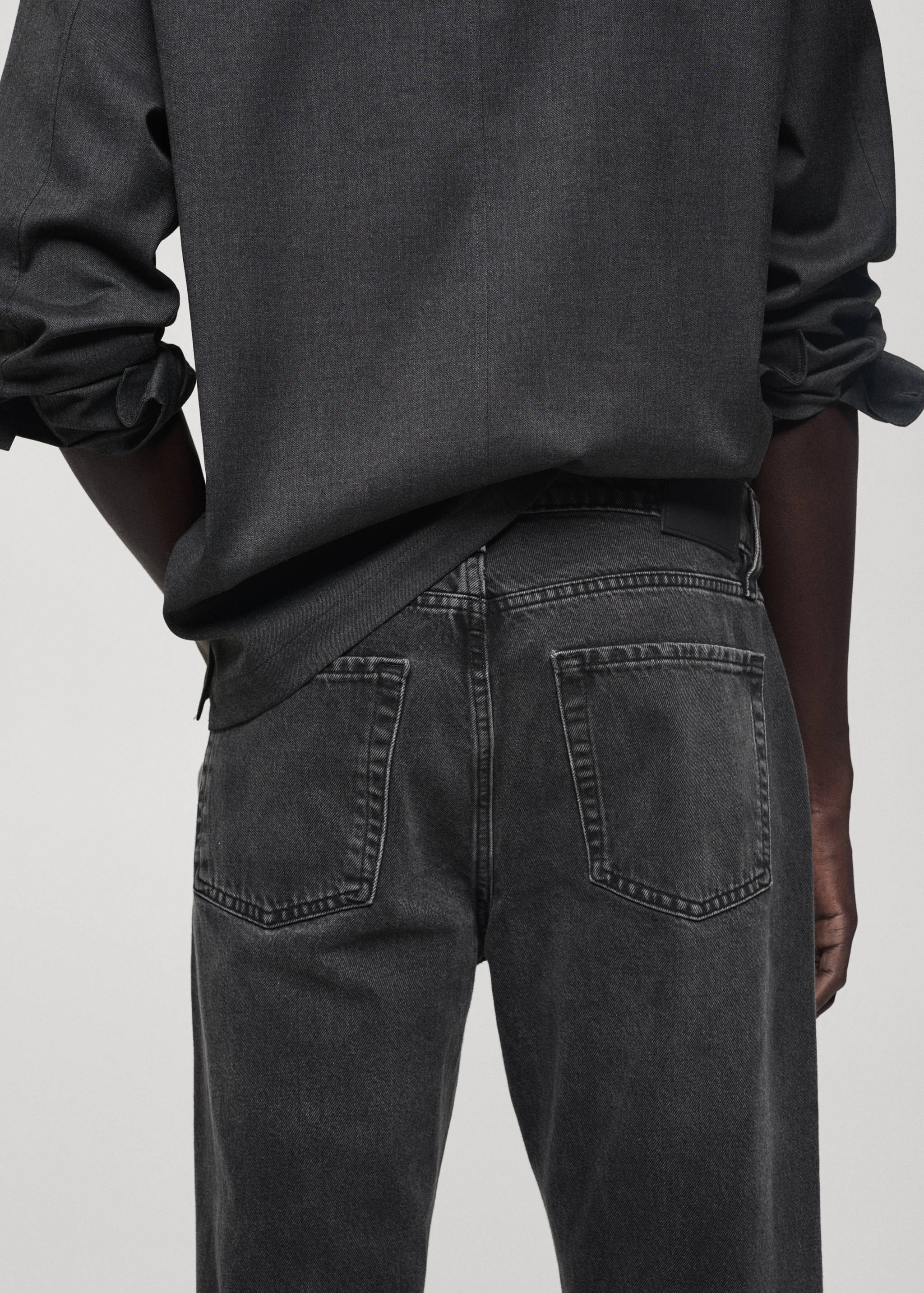 Dark grey straight-fit jeans - Details of the article 6