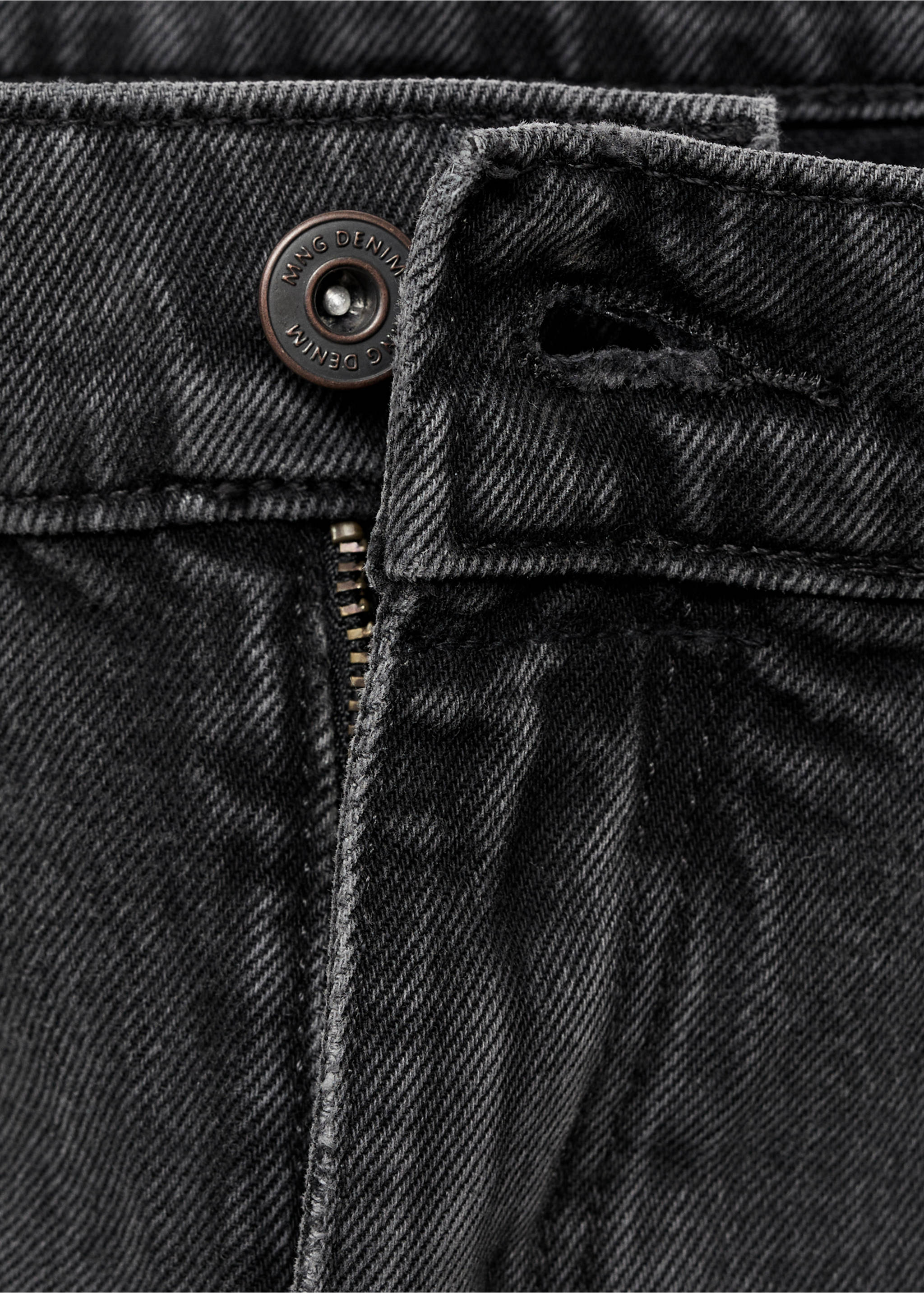 Dark grey straight-fit jeans - Details of the article 8, Open Grey. Ref: 77004460-00.