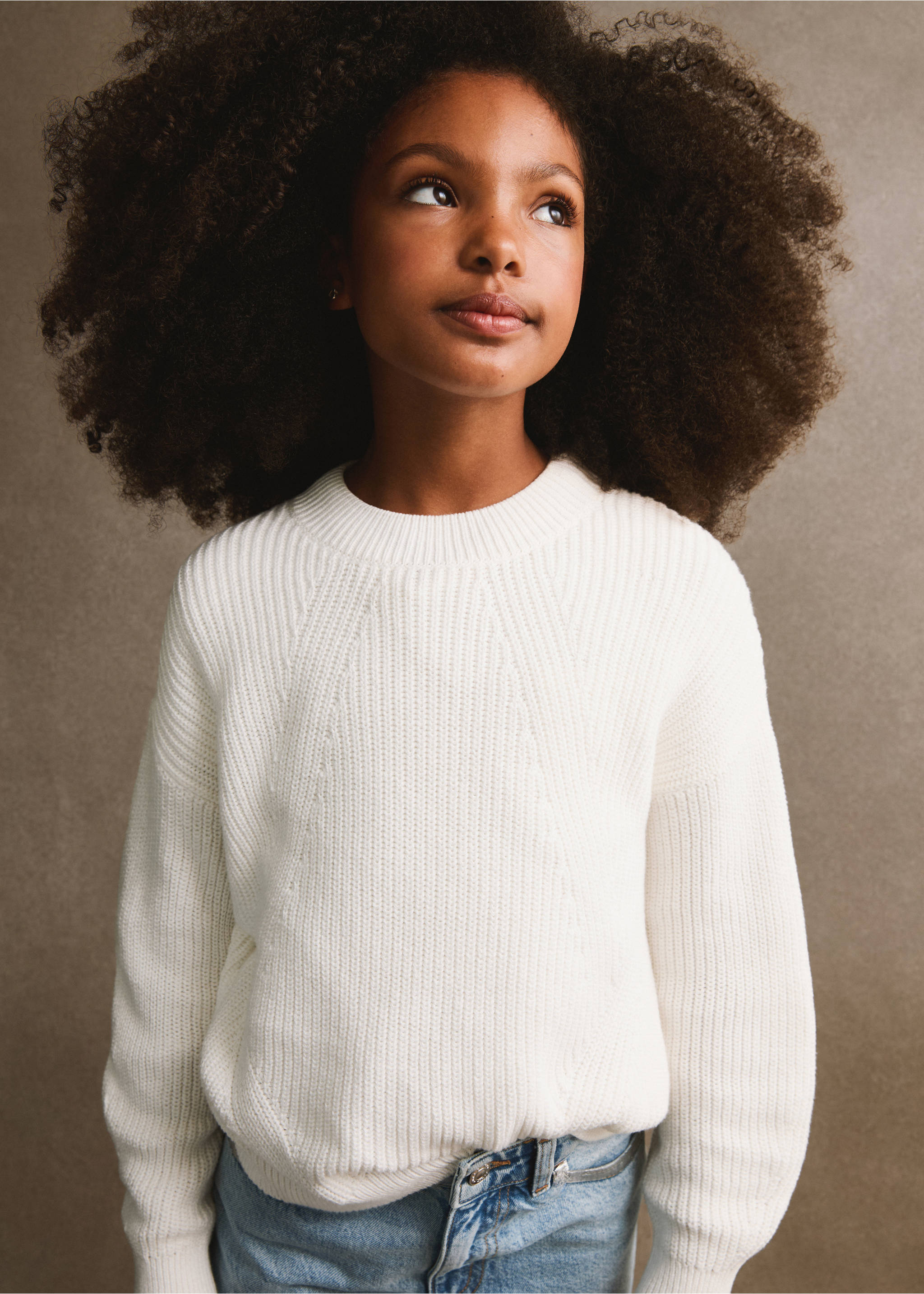 Ribbed knit sweater - Details of the article 5, Off White. Ref: 77004765-00.