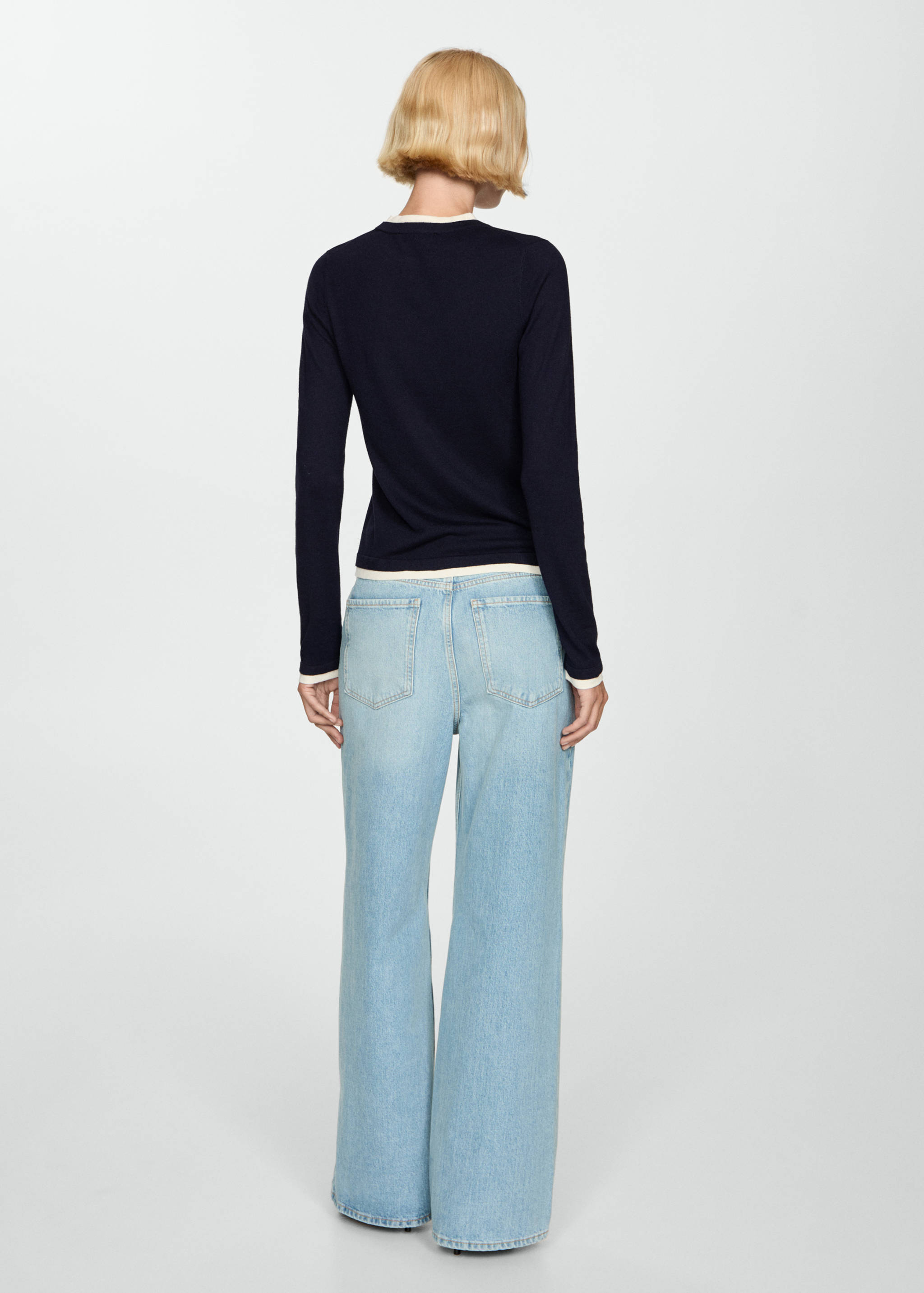 Fine-knit sweater with contrasting trims - Reverse of the article