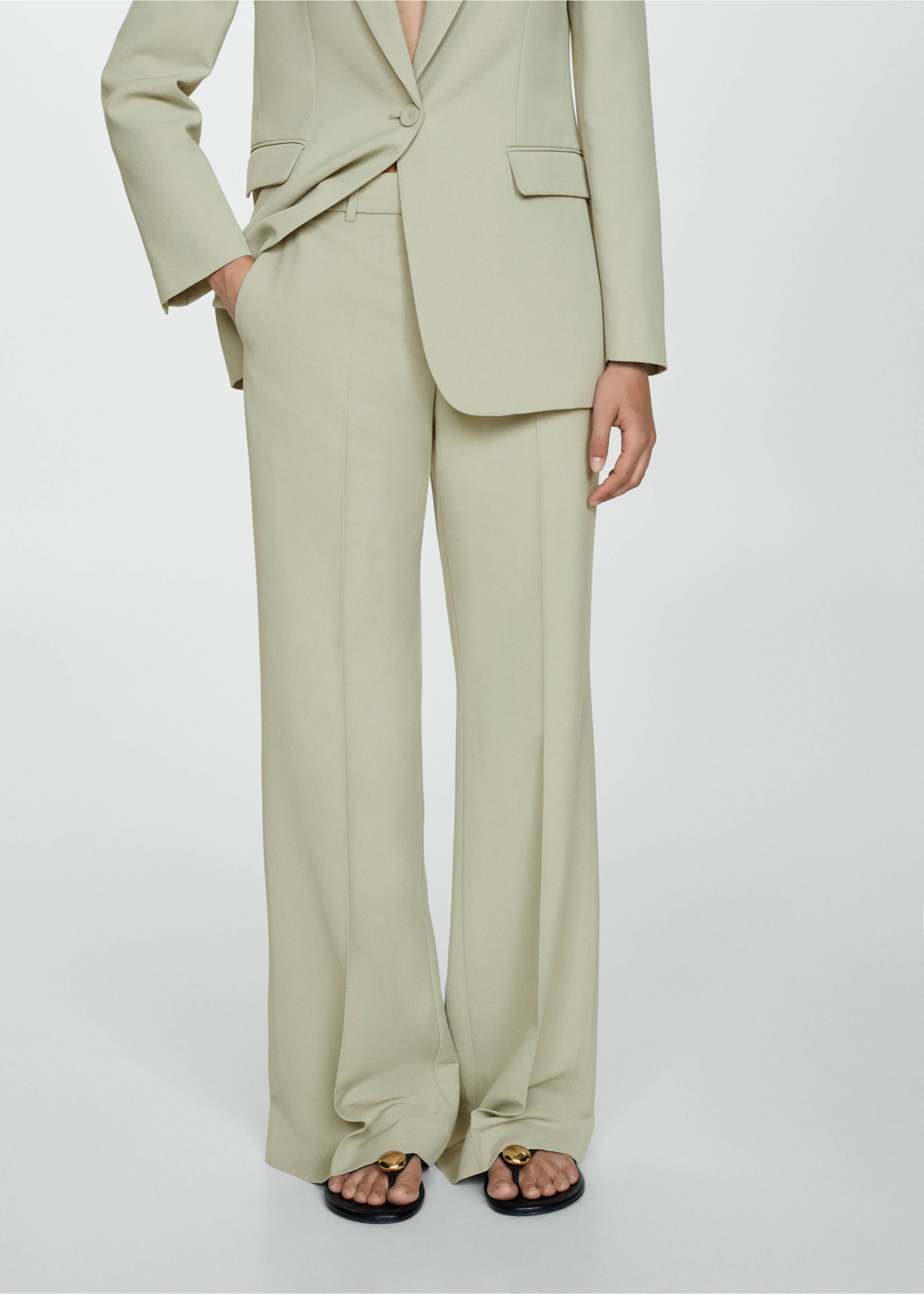 Lyocell suit trousers - Medium plane, Pastel Green. Ref: 77004767-00.