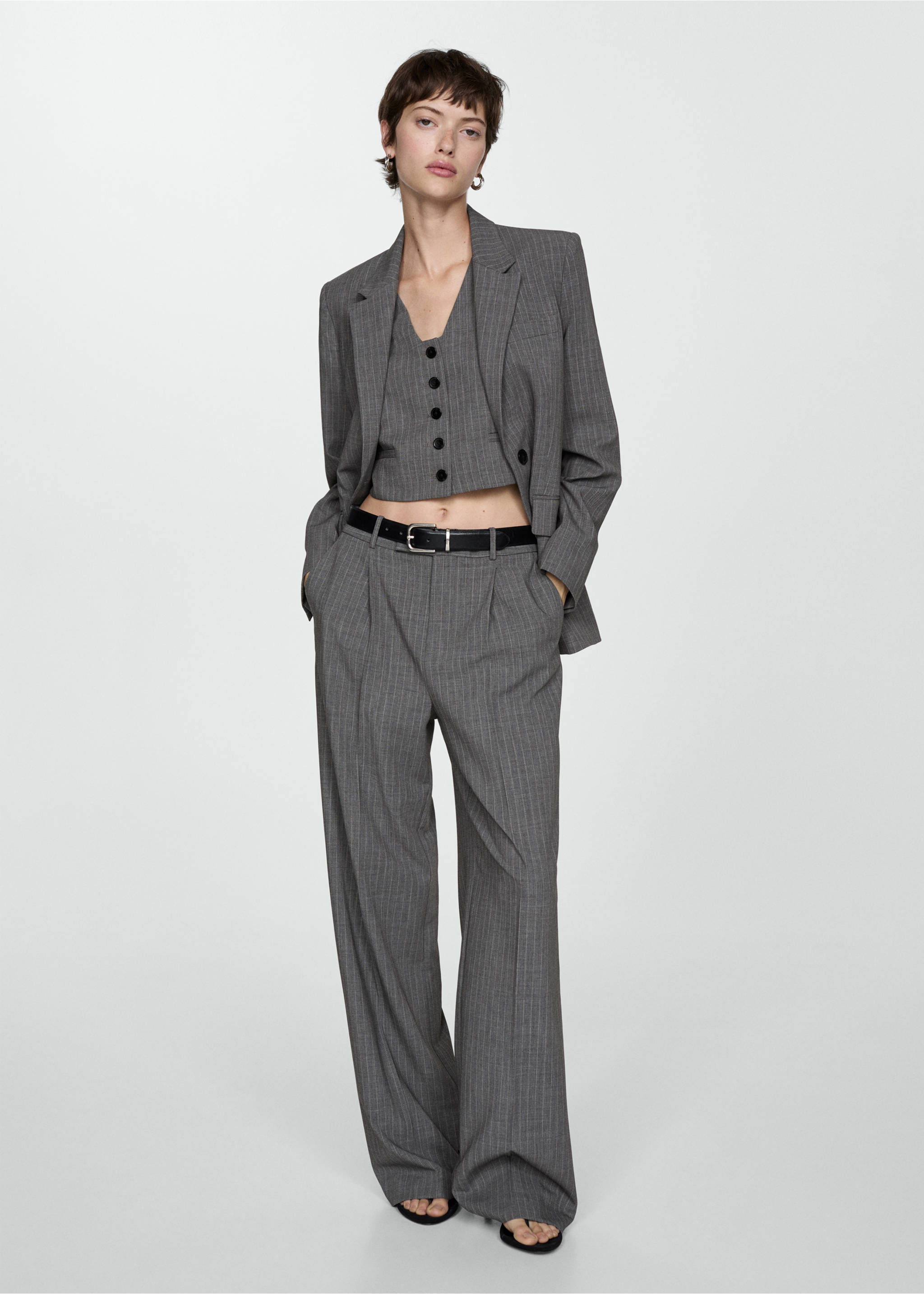 Pinstripe suit trousers - General plane, Grey. Ref: 77004769-00.
