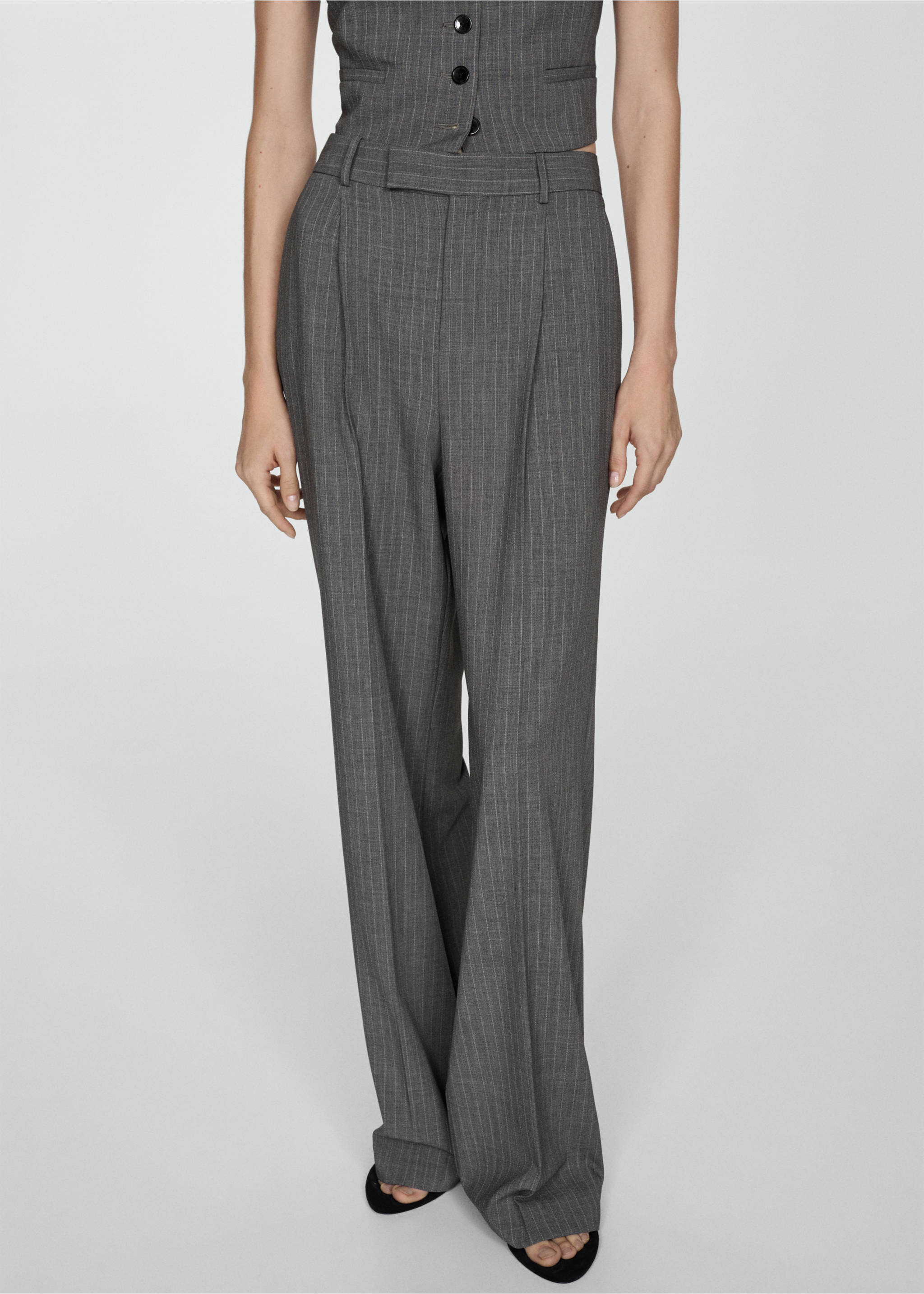 Pinstripe suit trousers - Medium plane, Grey. Ref: 77004769-00.