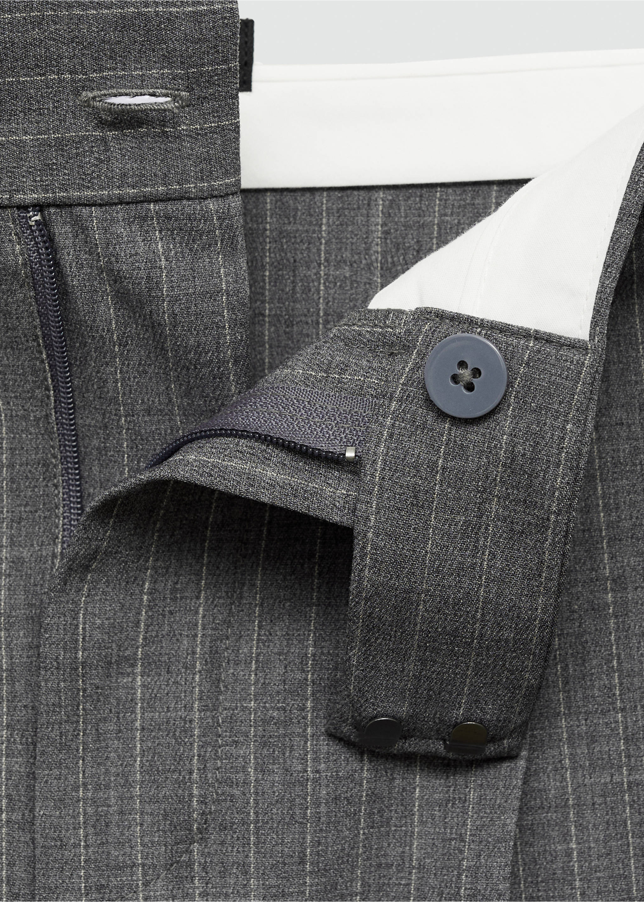 Pinstripe suit trousers - Details of the article 8, Grey. Ref: 77004769-00.