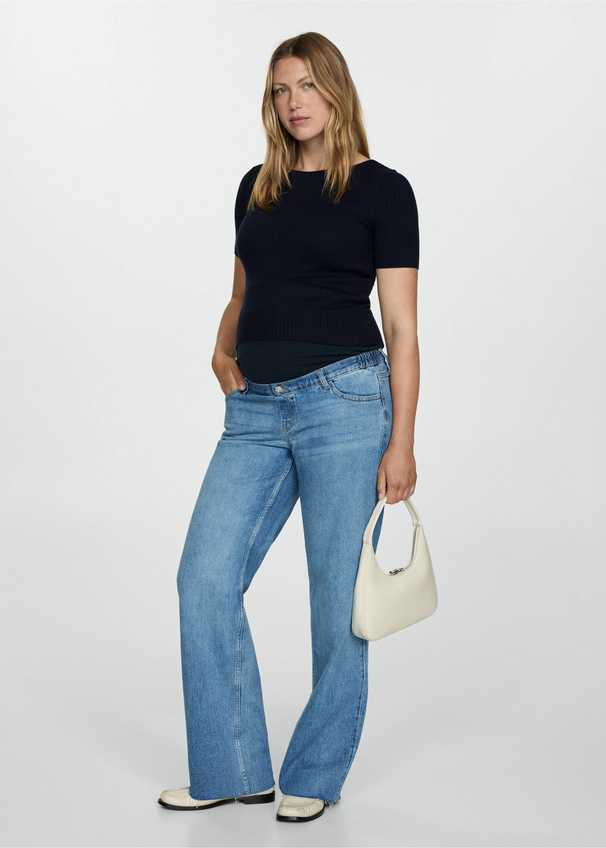 Maternity wide leg jeans - General plane, Medium Blue. Ref: 77004771-00.