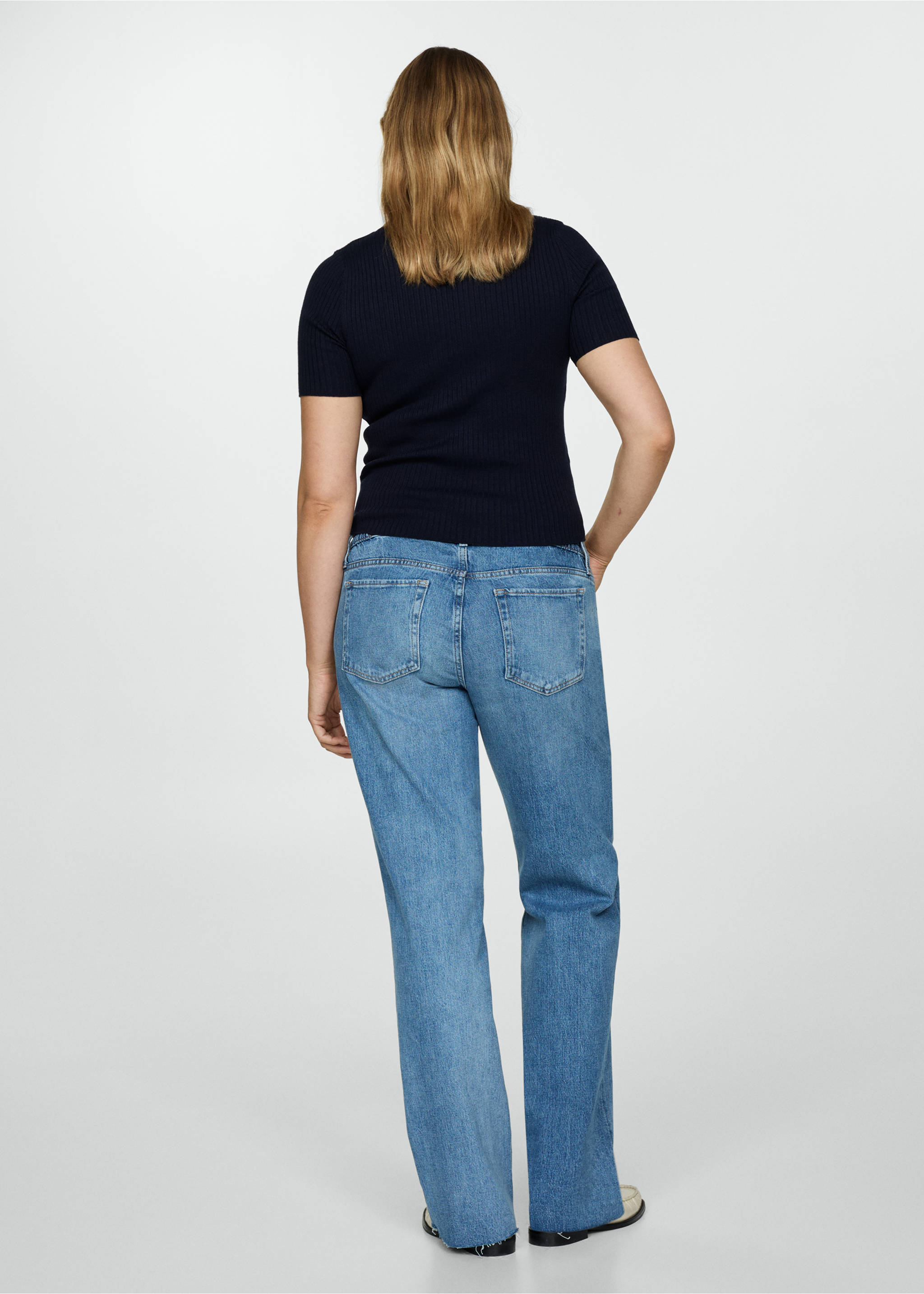 Maternity wide leg jeans - Reverse of the article, Medium Blue. Ref: 77004771-00.