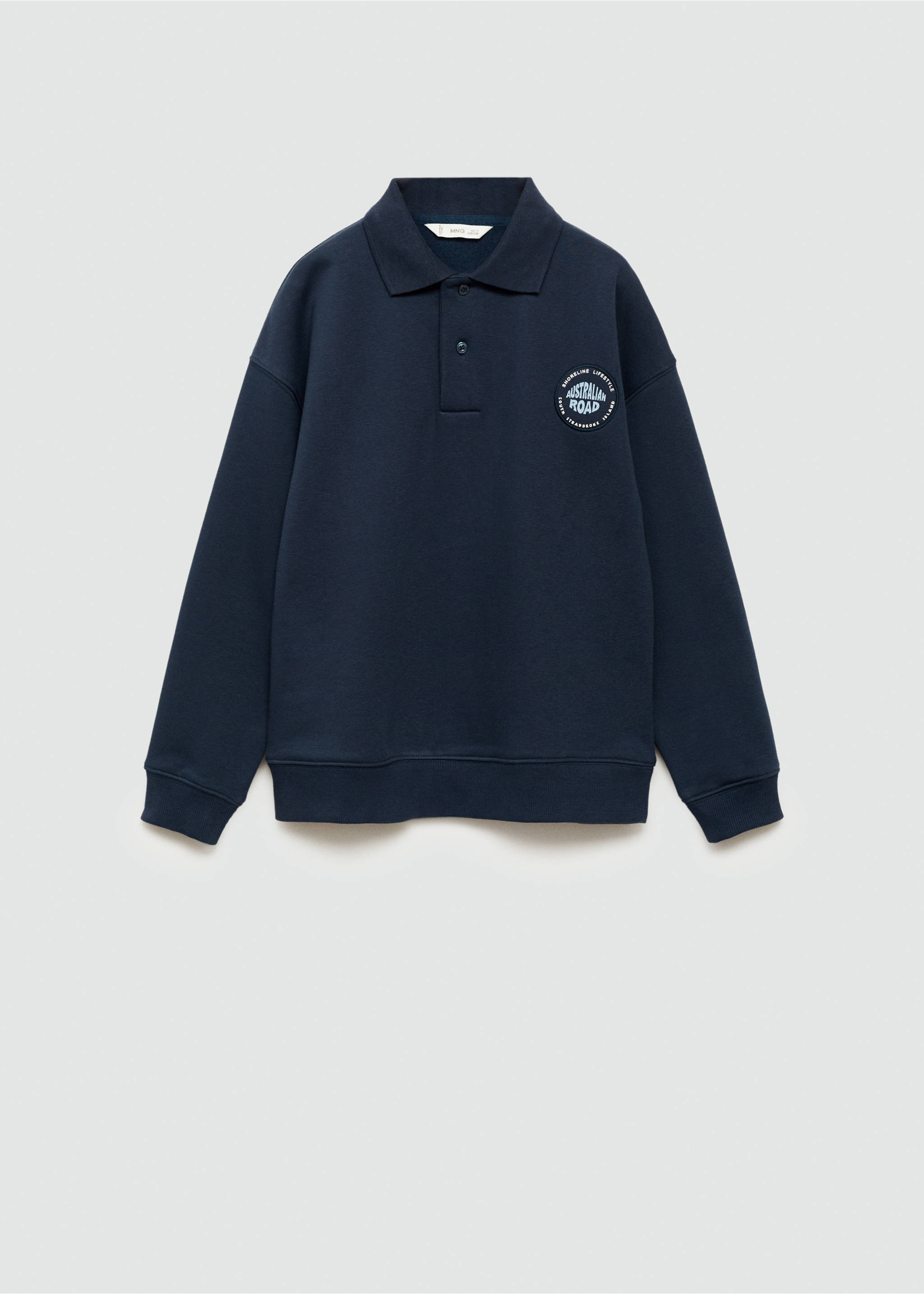 Polo sweatshirt with message - Article without model, Dark Navy. Ref: 77004780-00.